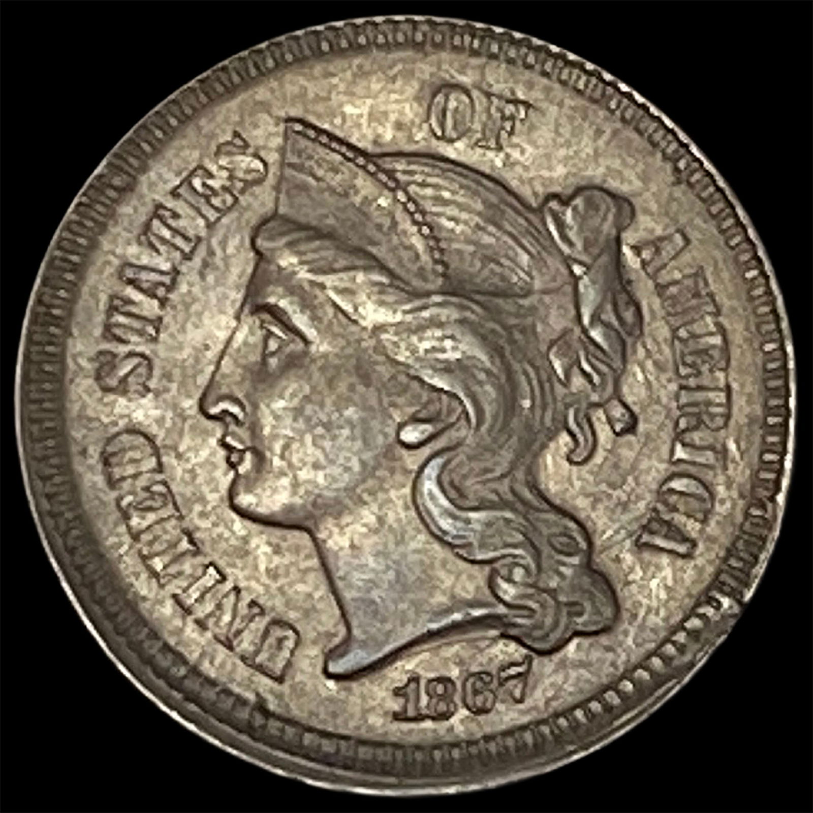 1867 Nickel Three-Cent Piece UNCIRCULATED: 1867 Nickel Three-Cent Piece UNCIRCULATED