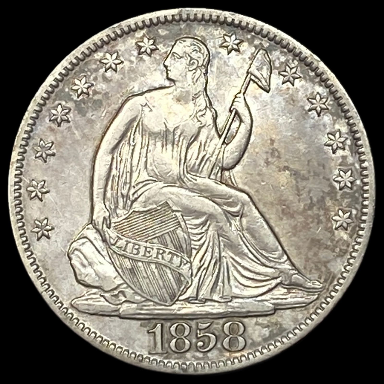 1858-O Silver Half Dollar NEARLY UNCIRCULATED (1 of 2)