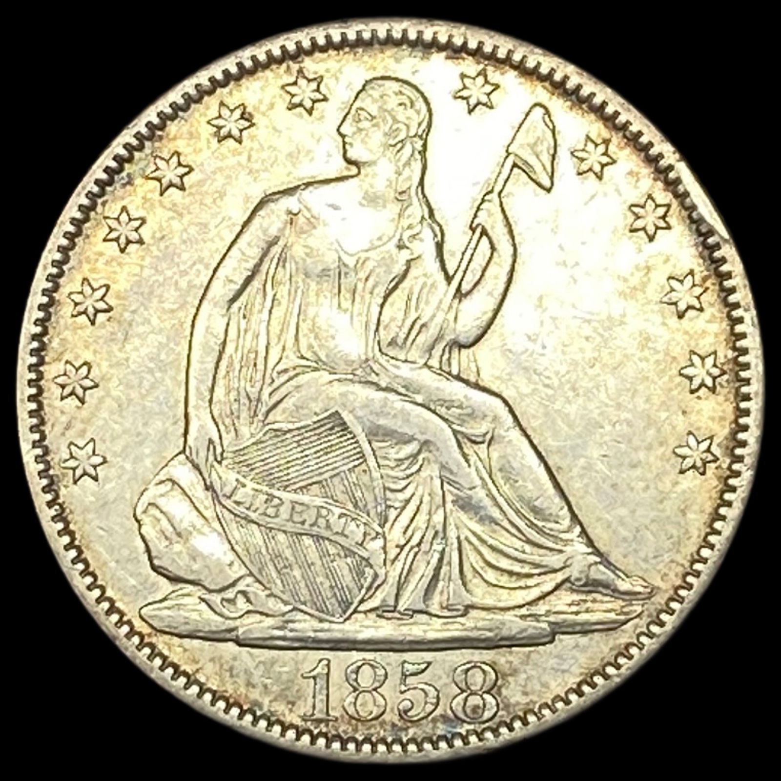 1858-O Silver Half Dollar NEARLY UNCIRCULATED (1 of 2)