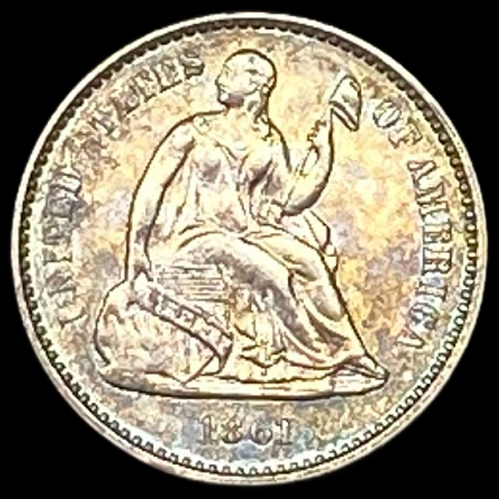 1861 Silver Seated Liberty Half Dime UNCIRCULATED (1 of 2)