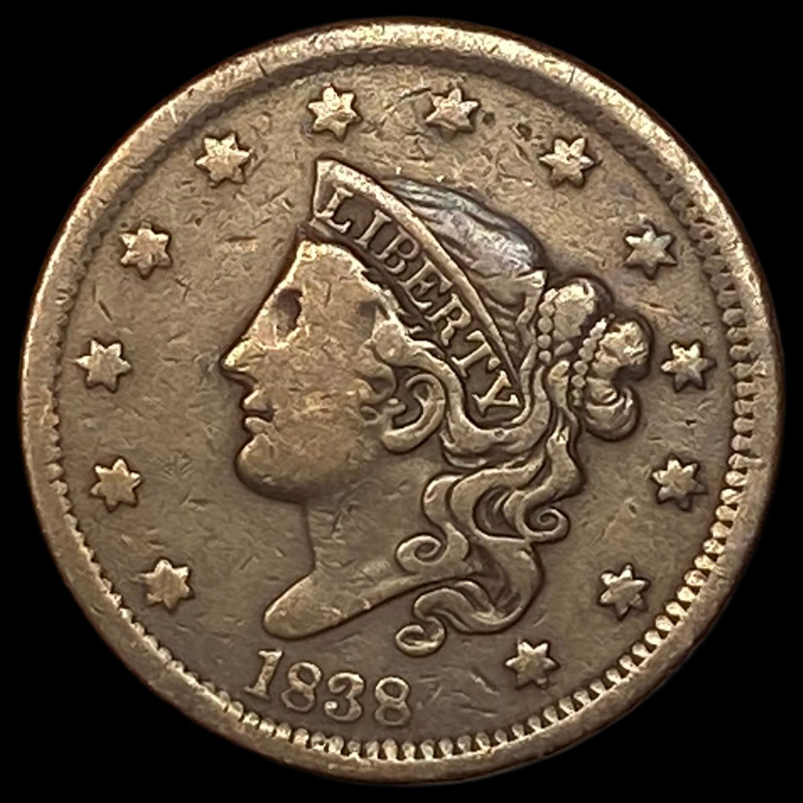 1838 Coronet Head Large Cent LIGHTLY CIRCULATED (1 of 2)