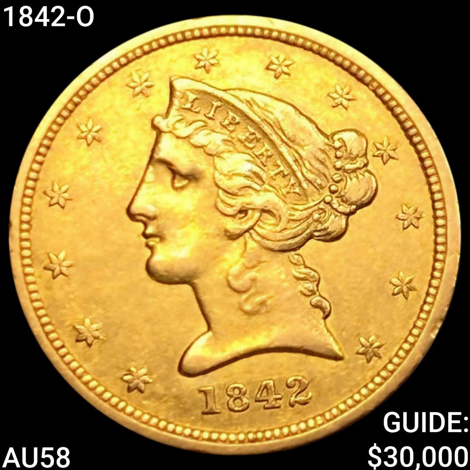 1842-O $5 Gold Half Eagle CHOICE AU (1 of 2)