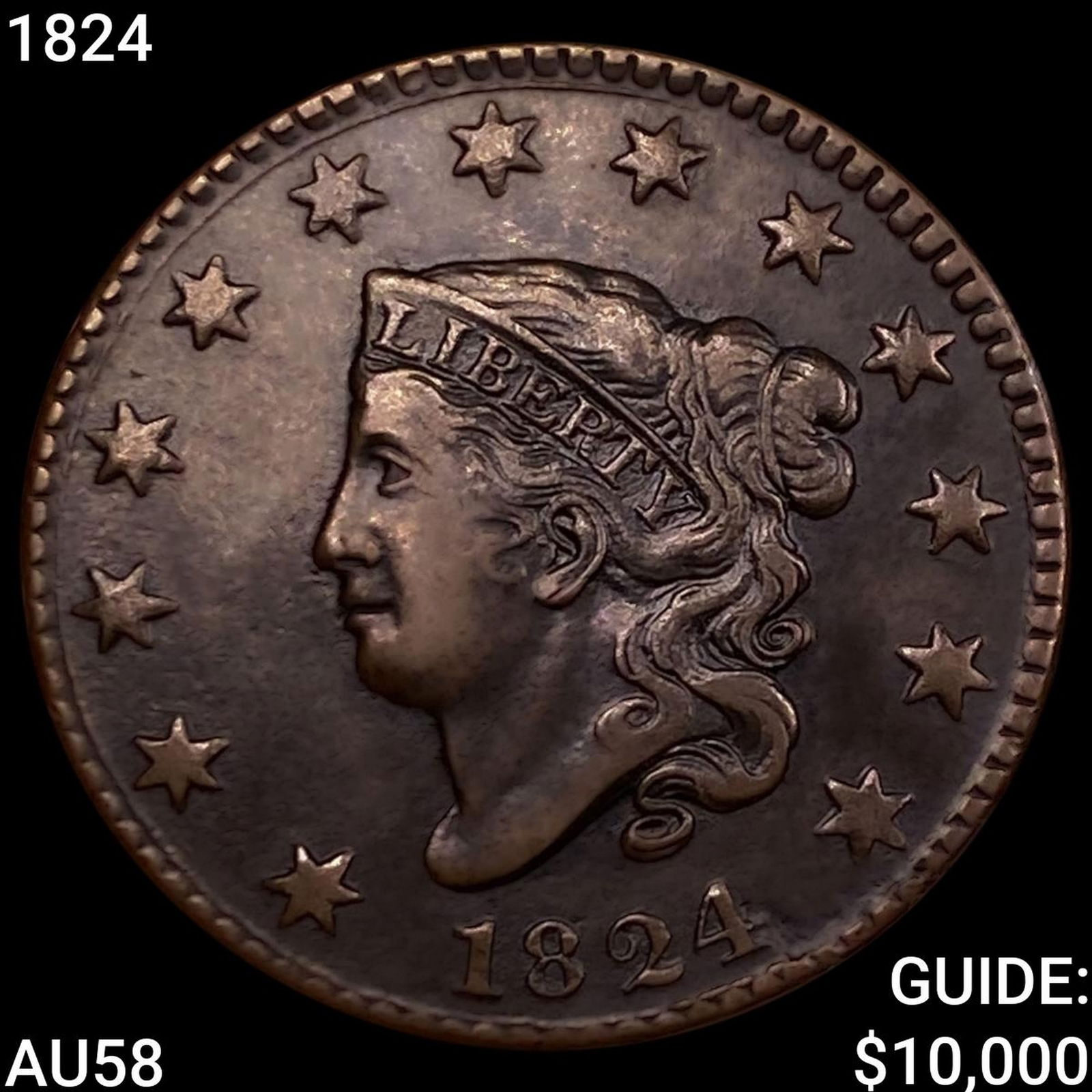 1824 Coronet Head Large Cent CHOICE AU (1 of 2)