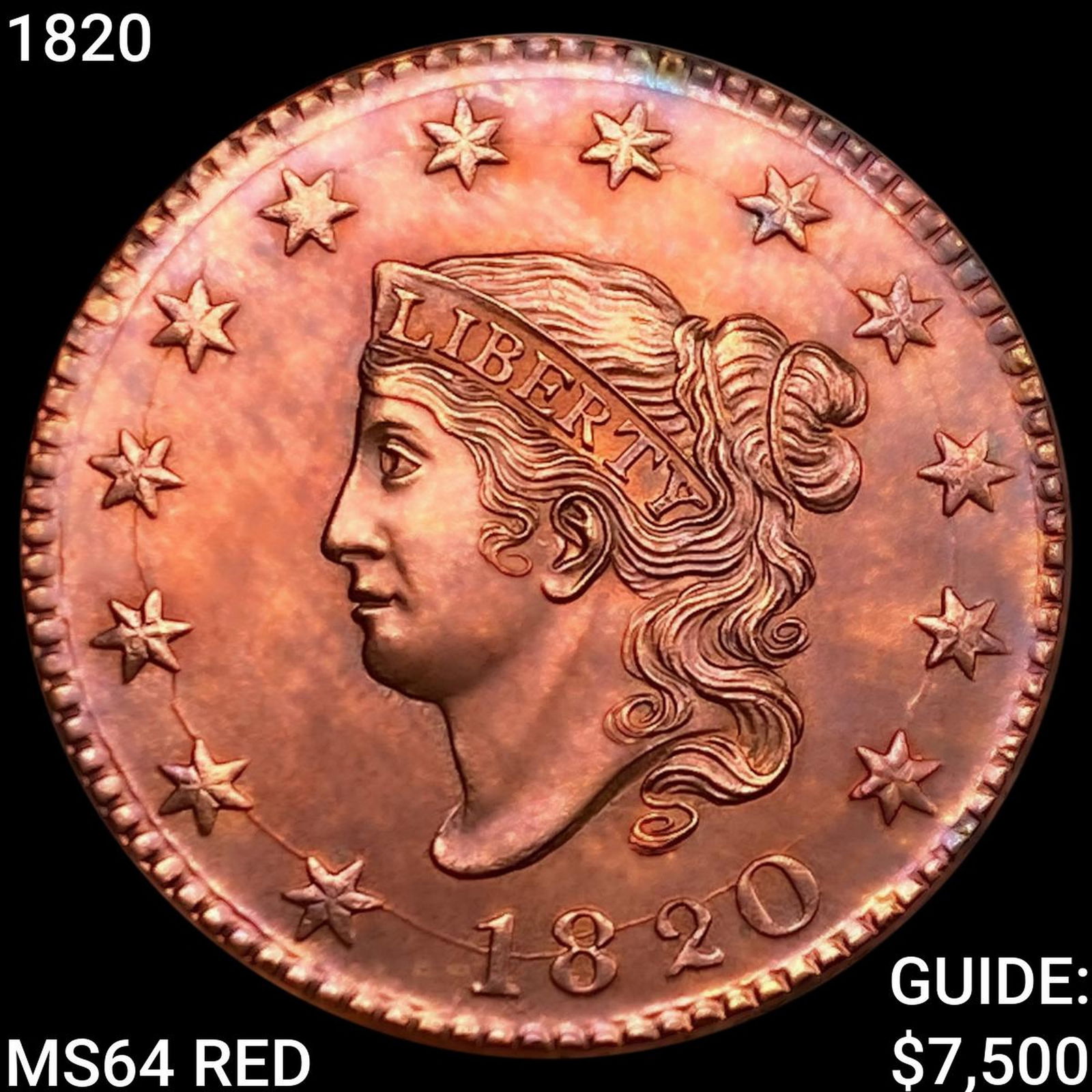 1820 Coronet Head Large Cent CHOICE BU RD (1 of 2)