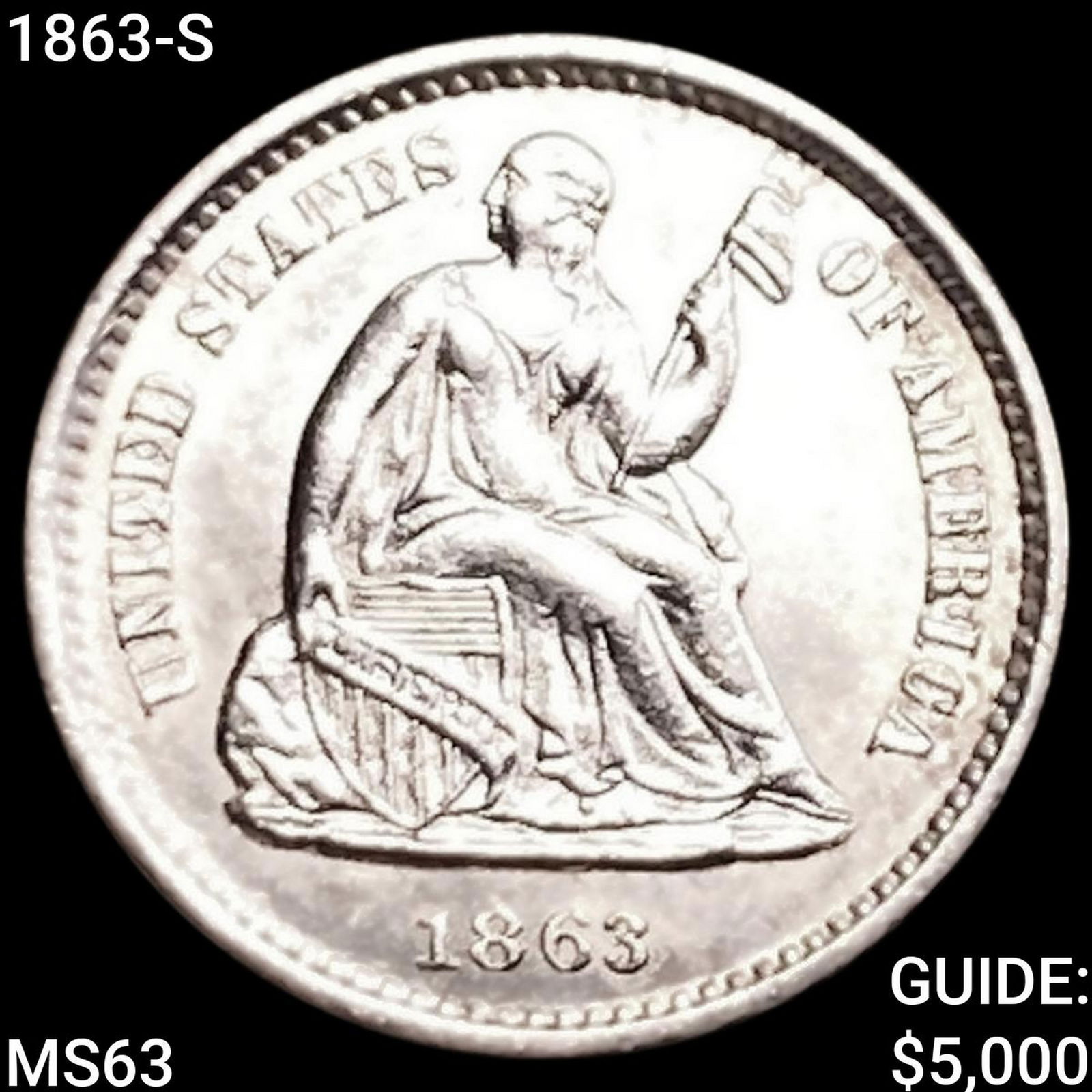 1863-S Seated Liberty Half Dime CHOICE BU (1 of 2)