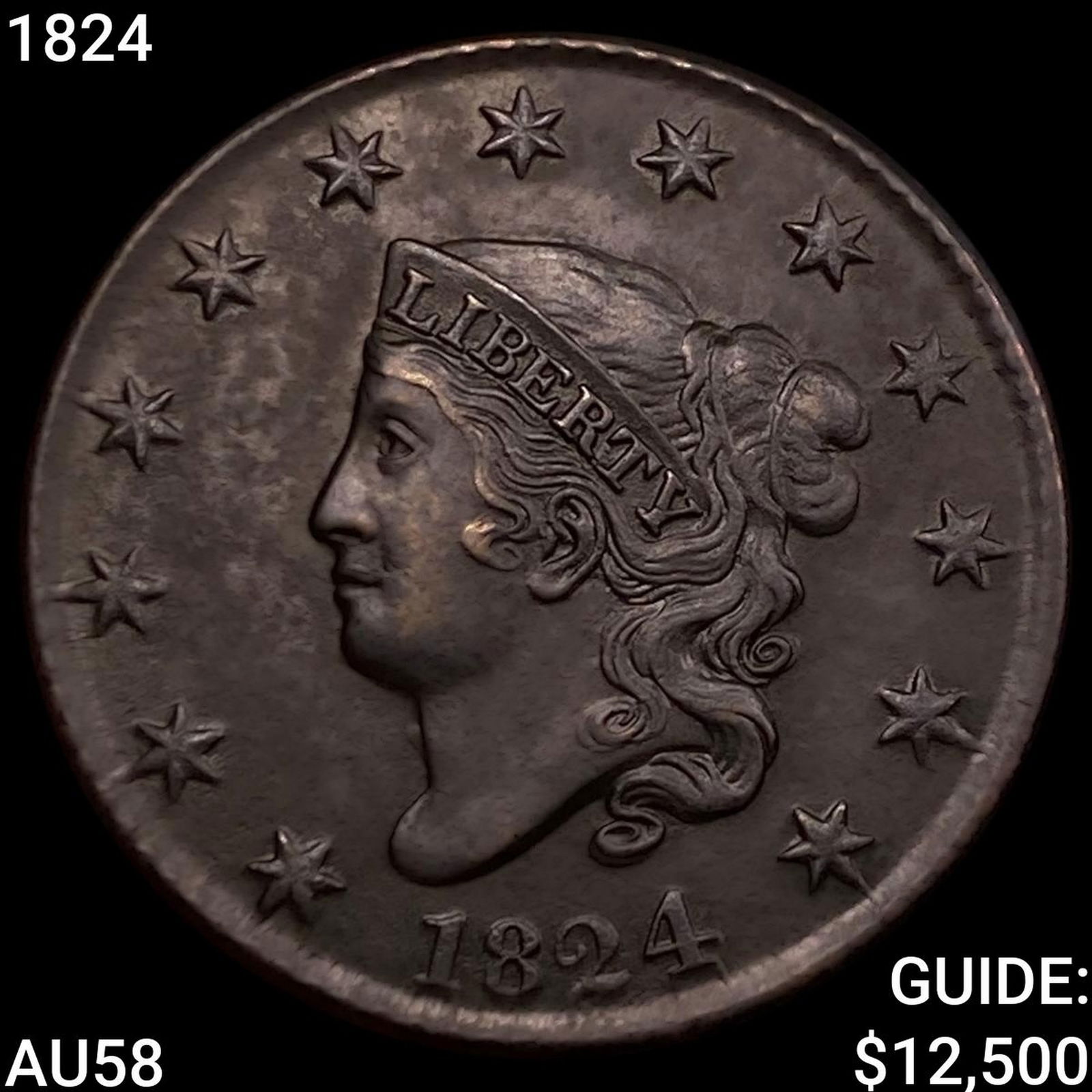 1824 Coronet Head Large Cent CHOICE AU (1 of 2)