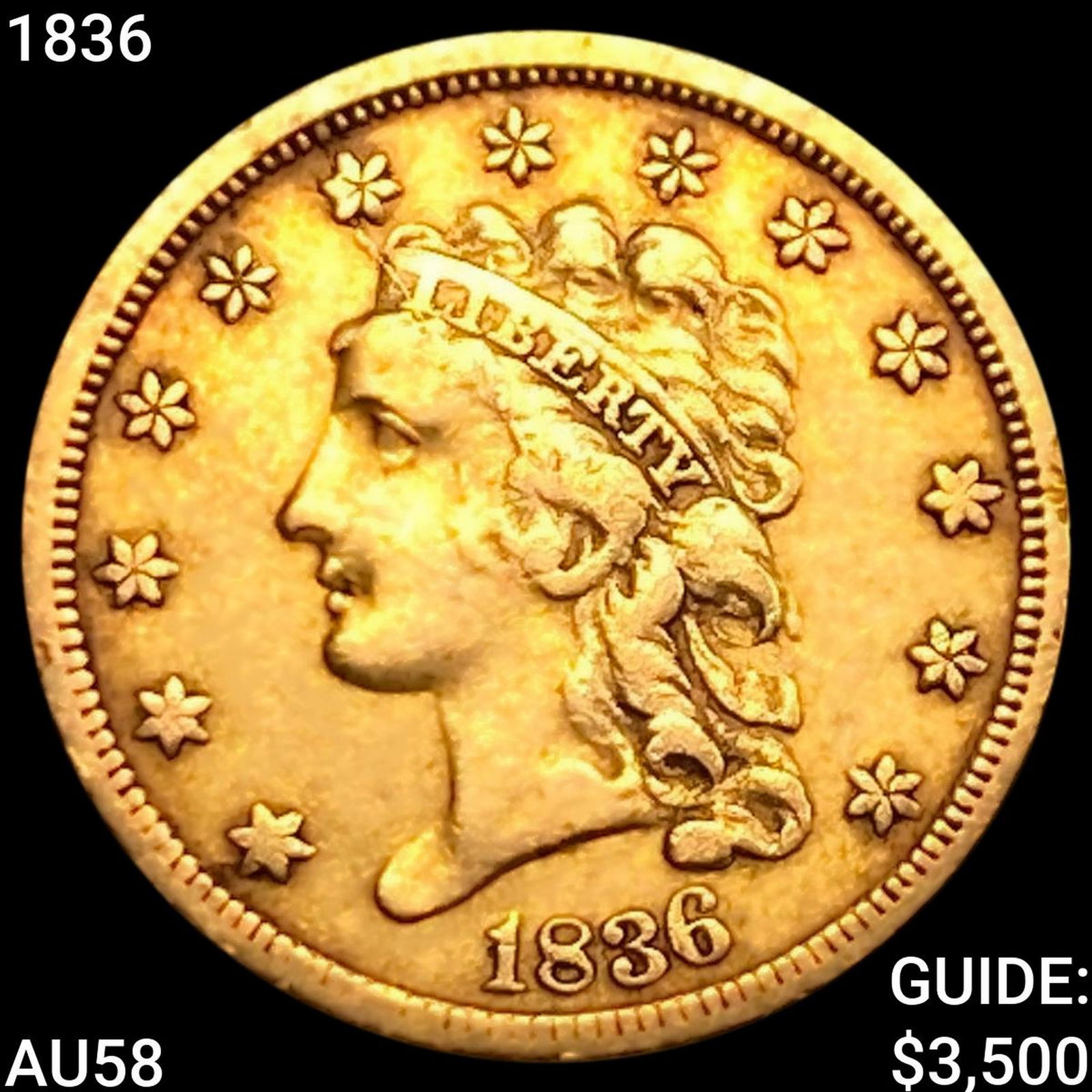 1836 $2.50 Gold Quarter Eagle CHOICE AU (1 of 2)