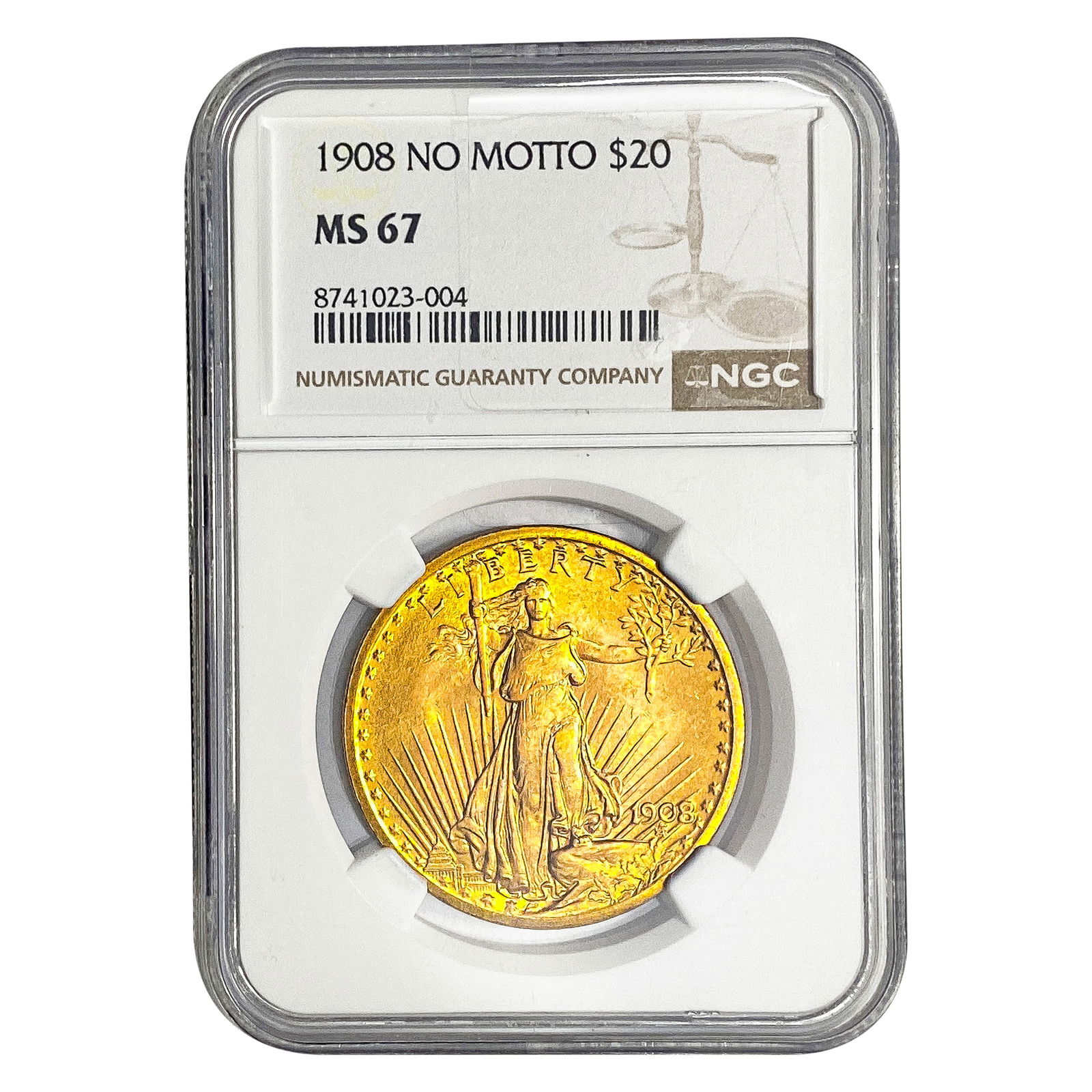 1908 $20 Gold Double Eagle NGC MS67 No Motto (1 of 2)