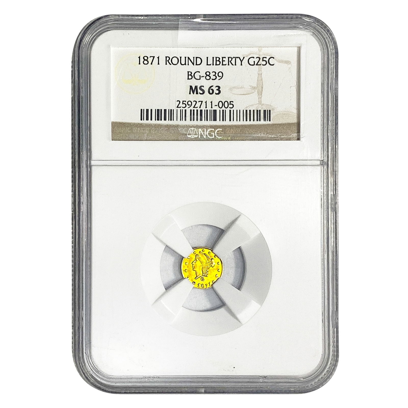 1871 Round California Gold Quarter NGC MS63 BG-839 (1 of 2)