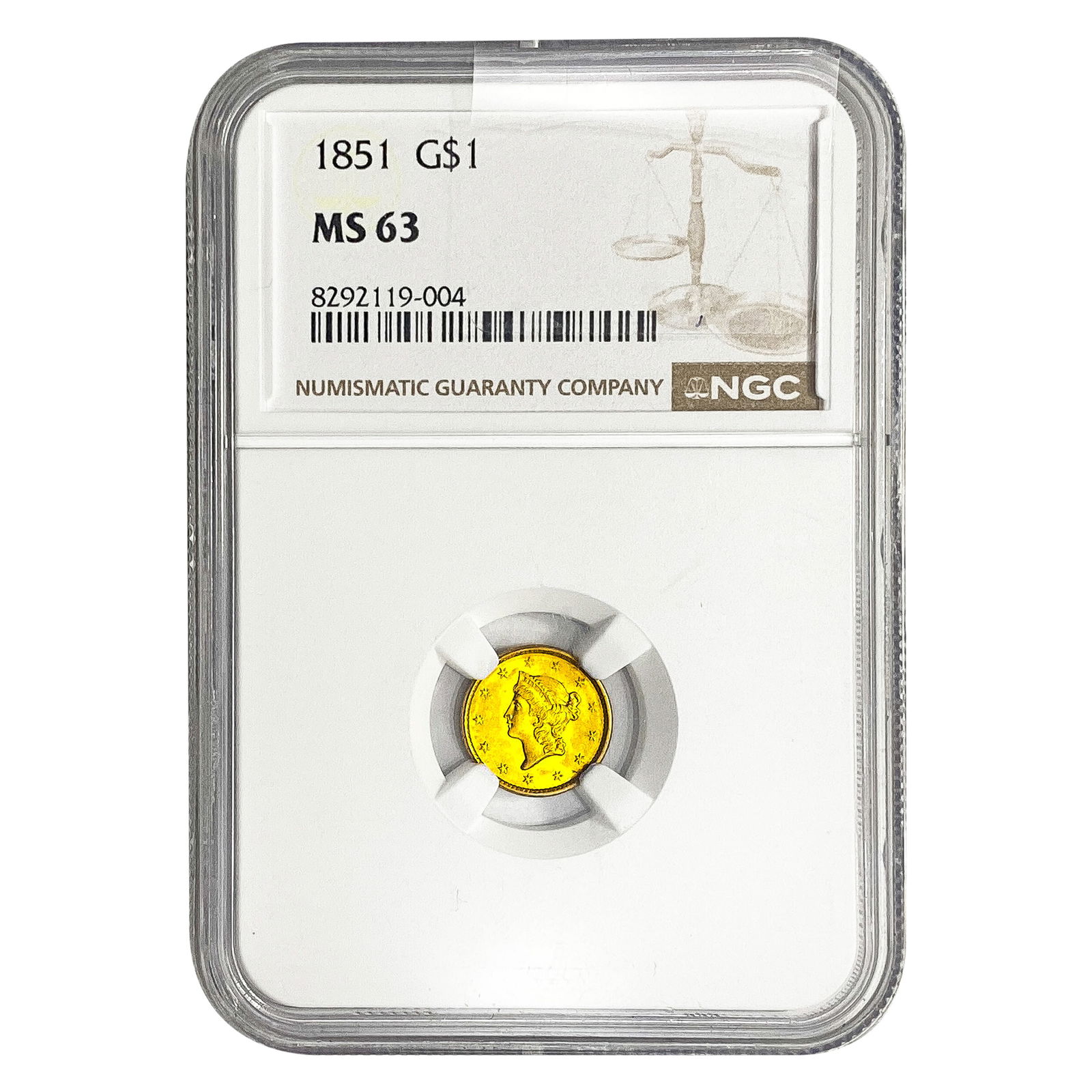 1851 Rare Gold Dollar NGC MS63 (1 of 2)