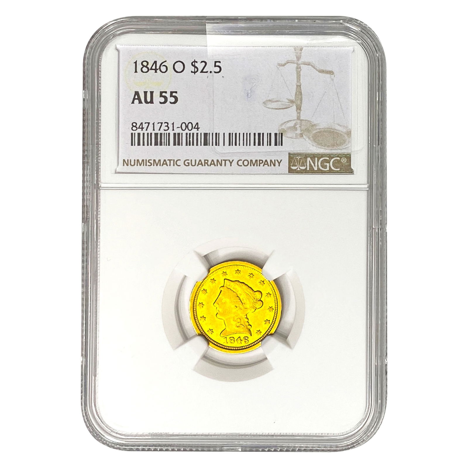 1846-O $2.50 Gold Quarter Eagle NGC AU55 (1 of 2)