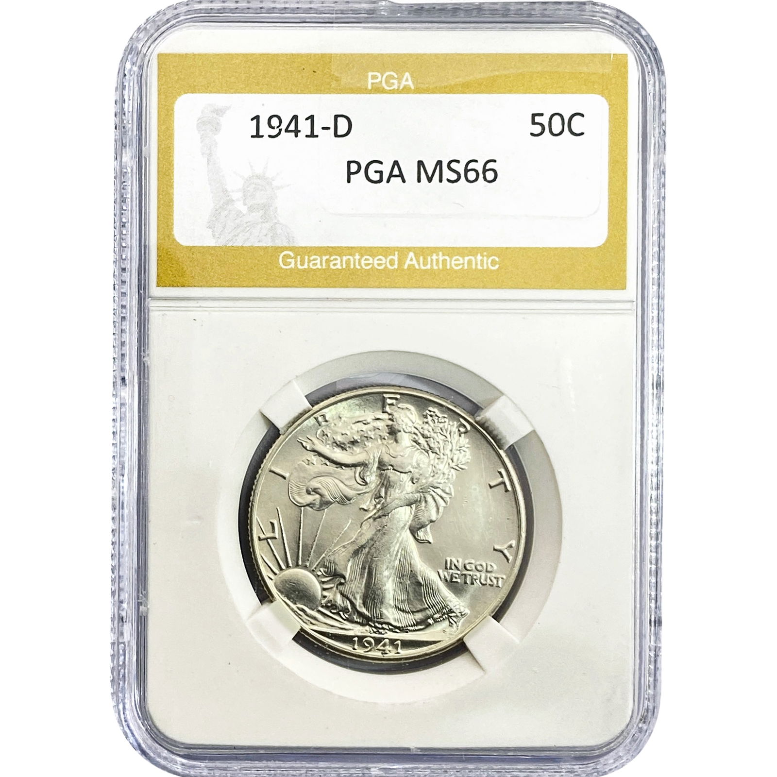 1941-D Walking Liberty Half Dollar PGA MS66: 1941-D Walking Liberty Half Dollar PGA MS66
