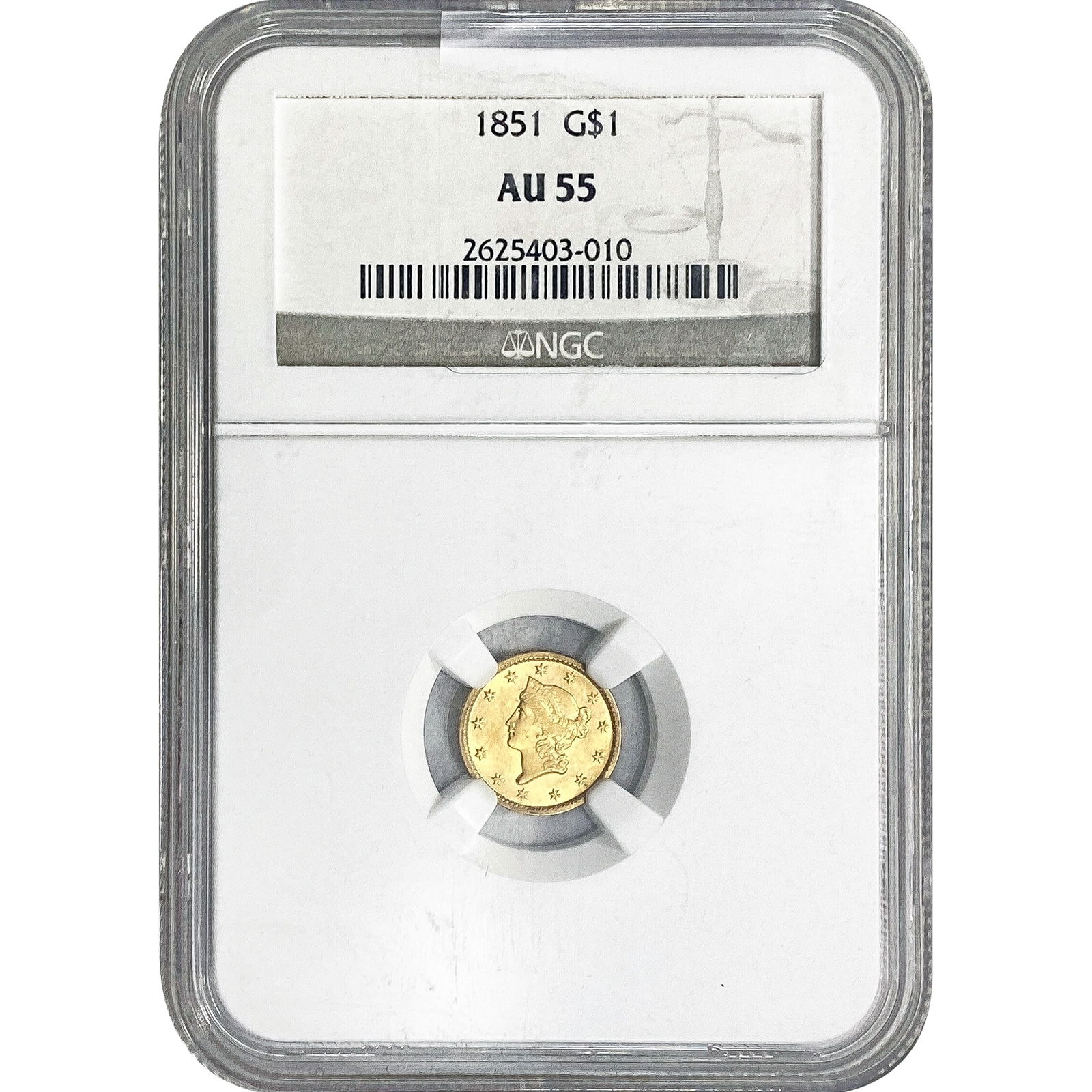 1851 Rare Gold Dollar NGC AU55 (1 of 2)