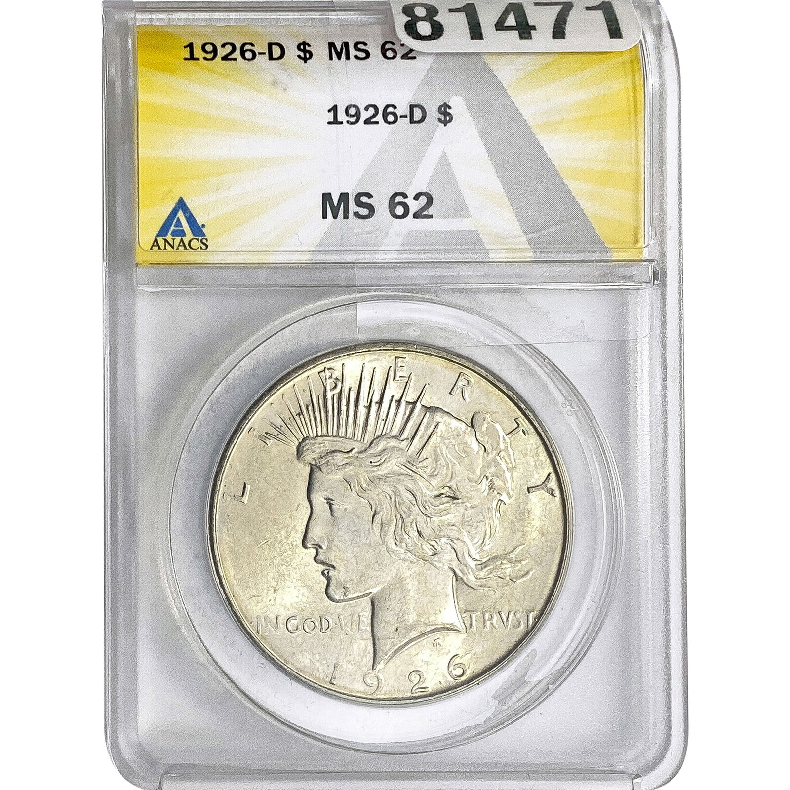 1926-D Silver Peace Dollar ANACS MS62 (1 of 2)