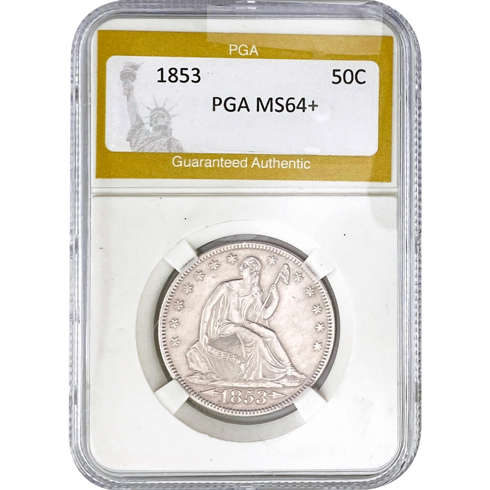 1853 Seated Liberty Half Dollar PGA MS64+ (1 of 2)