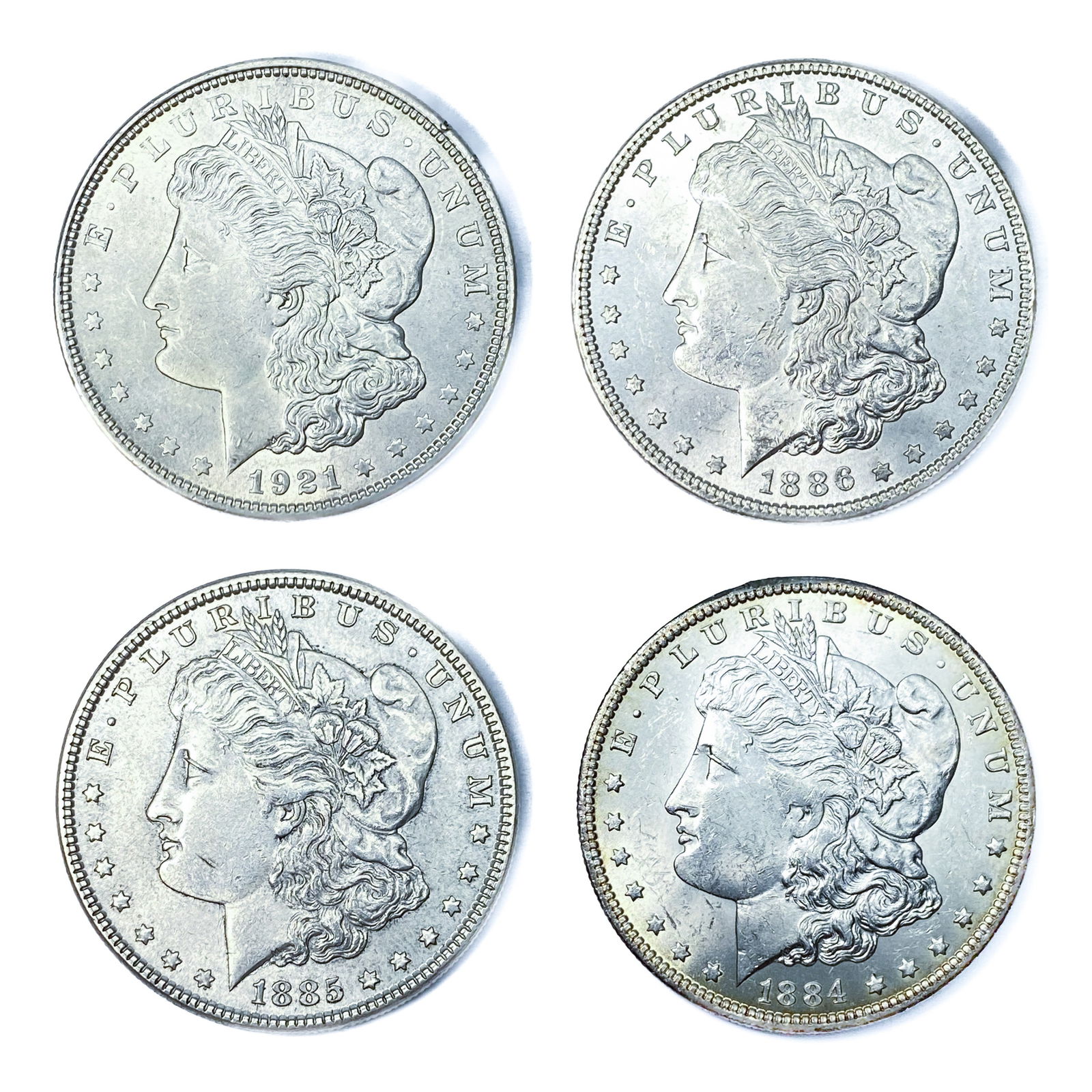 [4 Coins] 1884-1921 Morgan Silver Dollar (1 of 9)