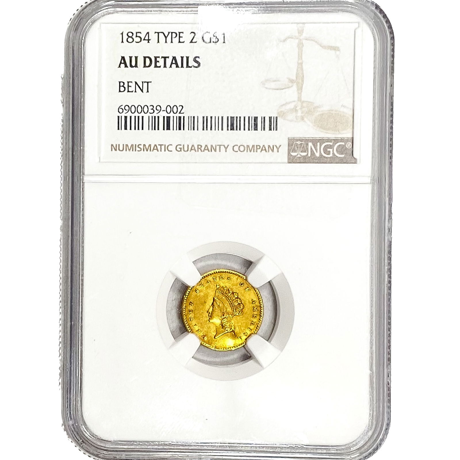 1854 Rare Gold Dollar NGC AUDetails (1 of 2)