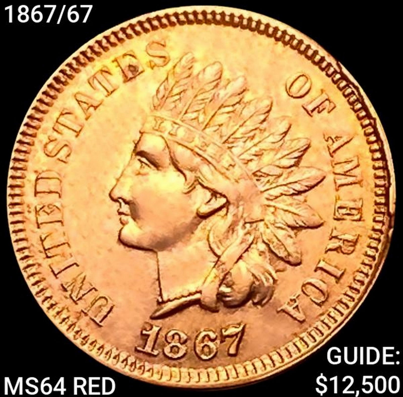 1867/67 Indian Head Cent MS64 Red (1 of 2)