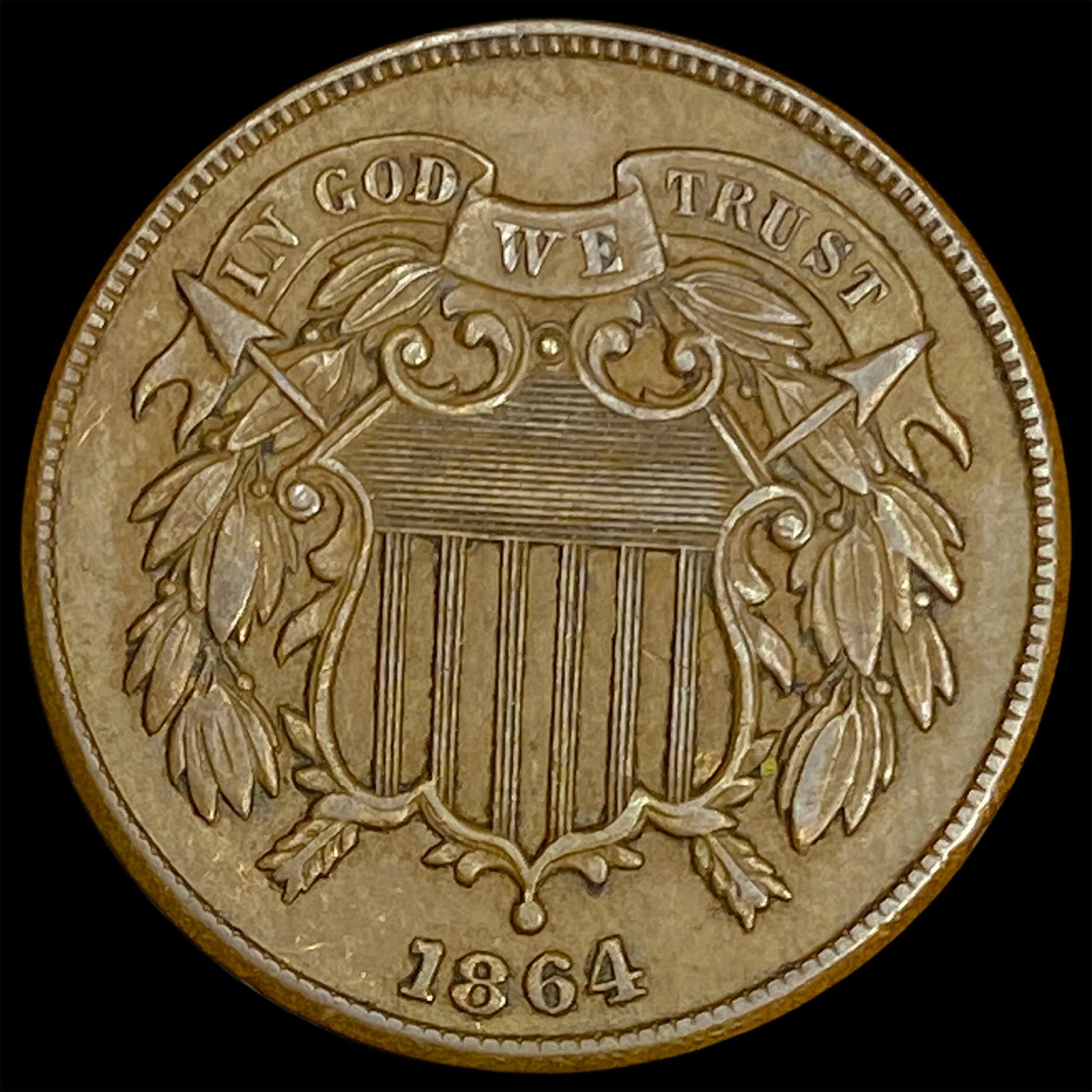 1864 Copper Two-Cent Piece NEARLY UNCIRCULATED (1 of 2)