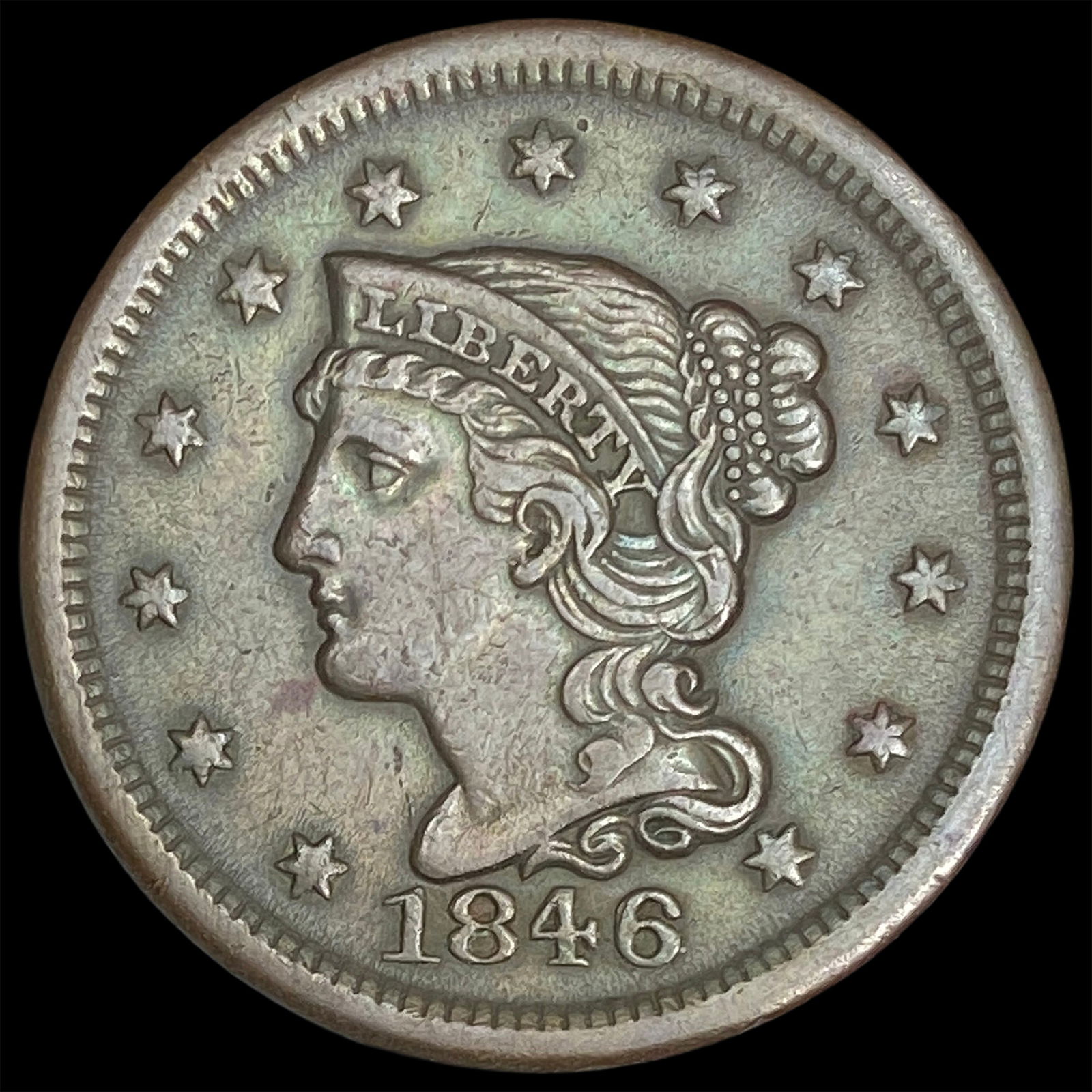 1846 Braided Hair Large Cent CLOSELY UNCIRCULATED (1 of 2)
