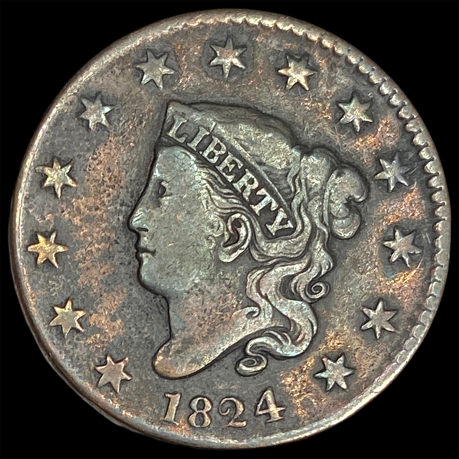 1824 Coronet Head Large Cent NICELY CIRCULATED (1 of 2)