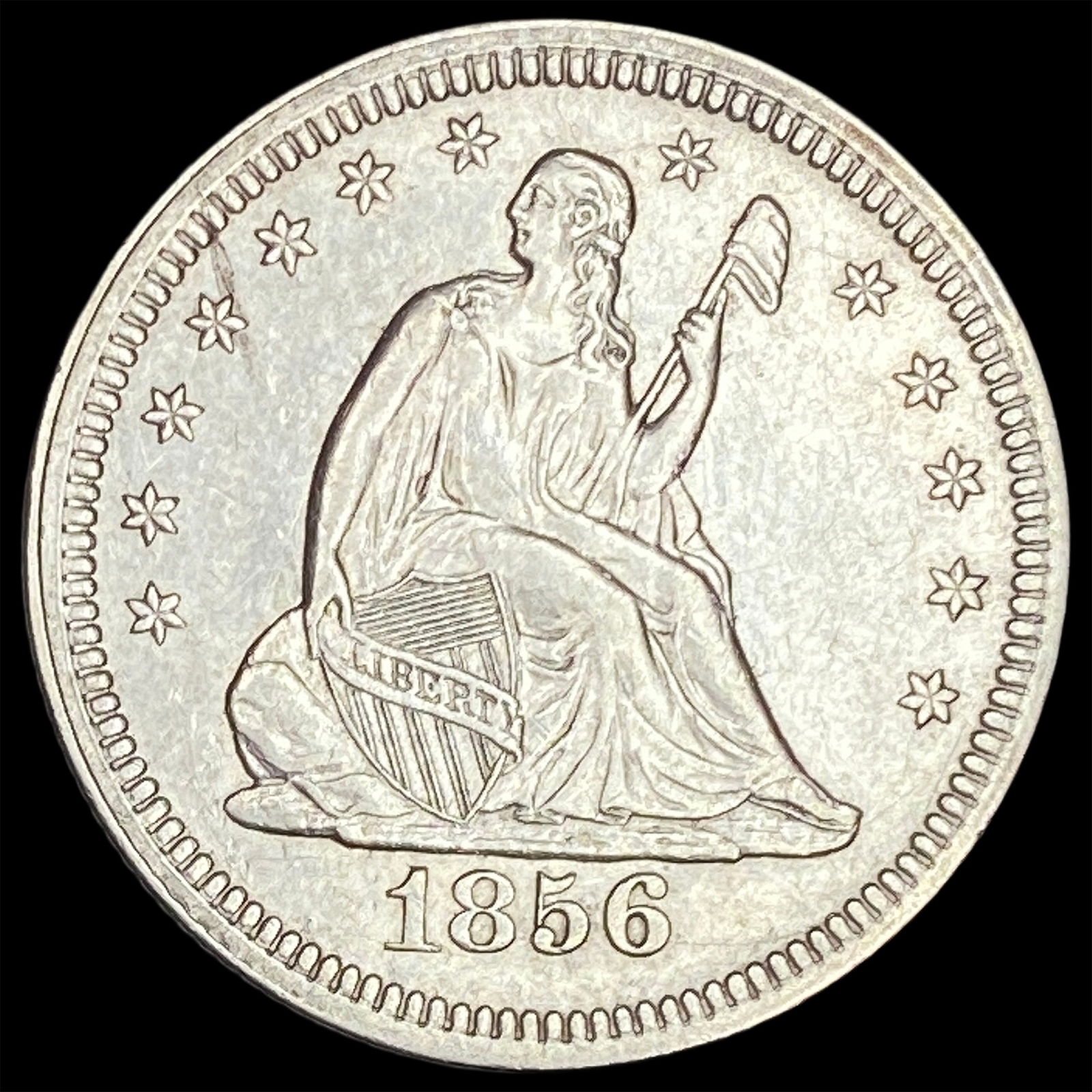 1856 Silver Seated Liberty Quarter Dollar UNCIRCULATED: 1856 Silver Seated Liberty Quarter Dollar UNCIRCULATED