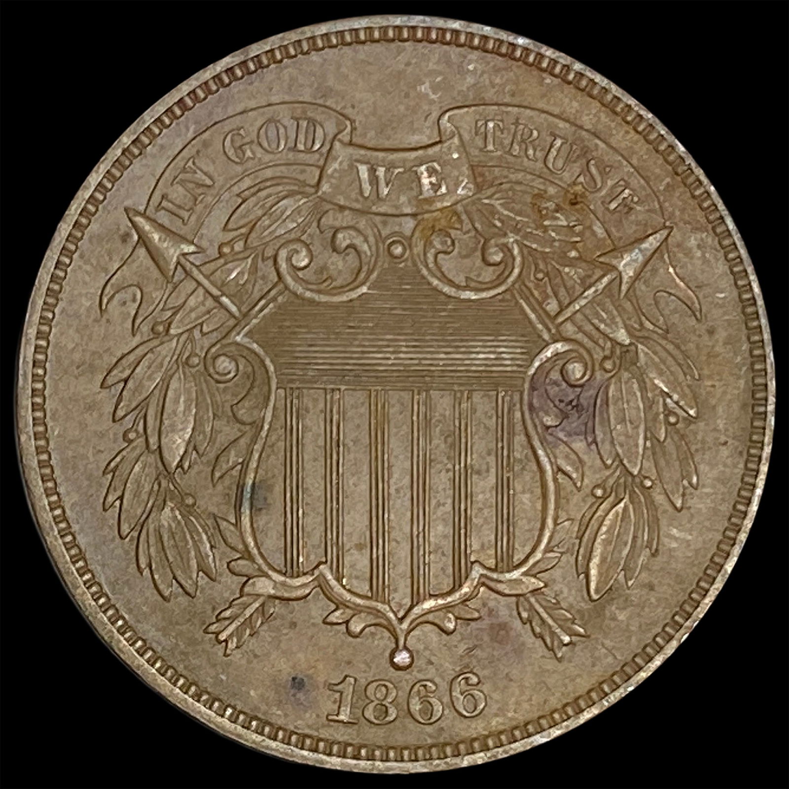 1866 Copper 2 Cents CLOSELY UNCIRCULATED (1 of 2)