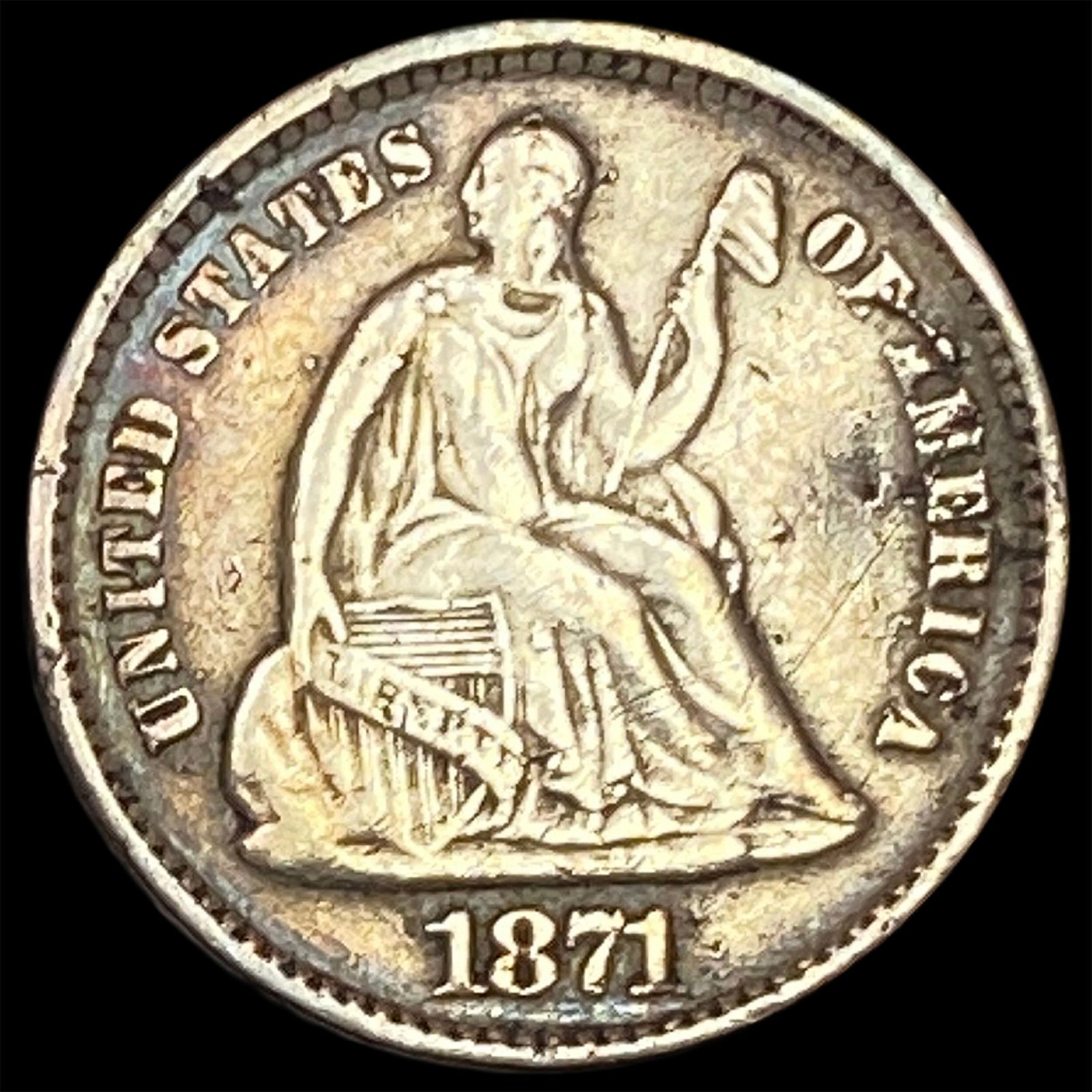 1871 Silver Seated Liberty Half Dime HIGH GRADE (1 of 2)
