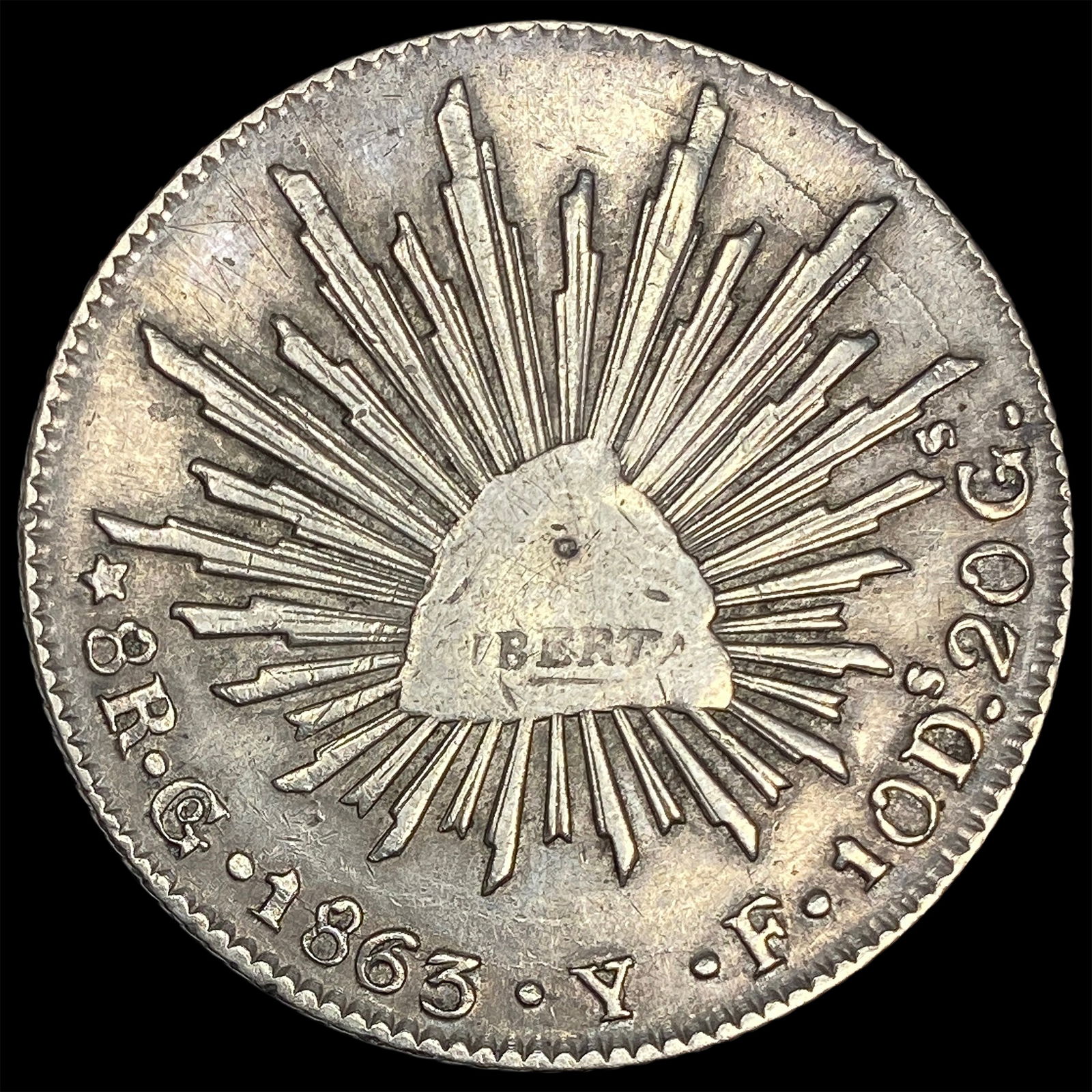 1863 Silver 8 Reales Mexico HIGH GRADE (1 of 2)
