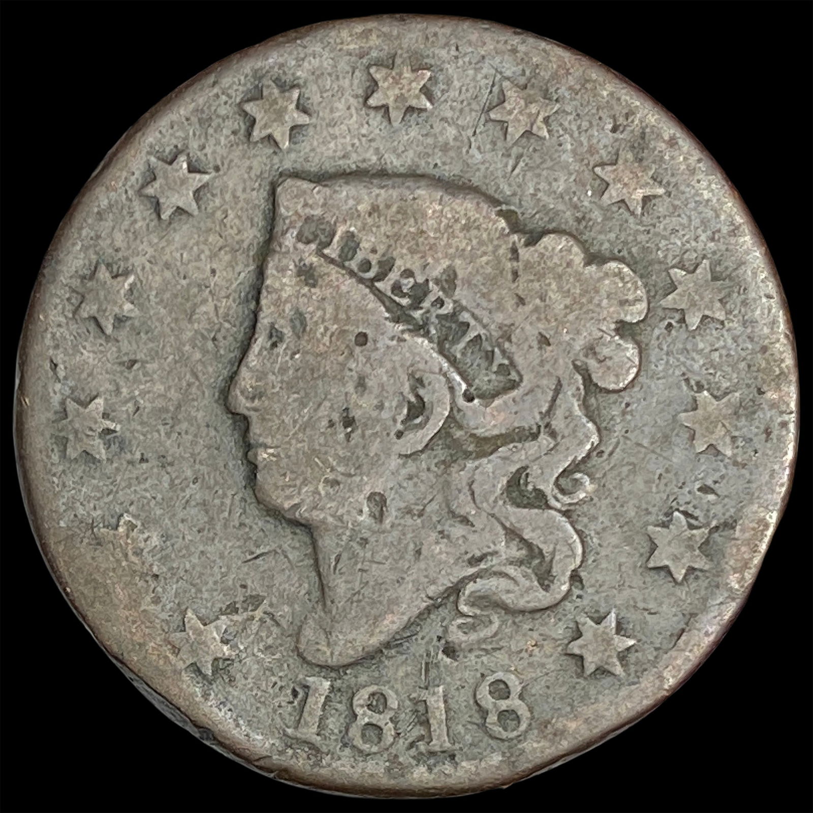 1818 Coronet Head Large Cent NICELY CIRCULATED (1 of 2)