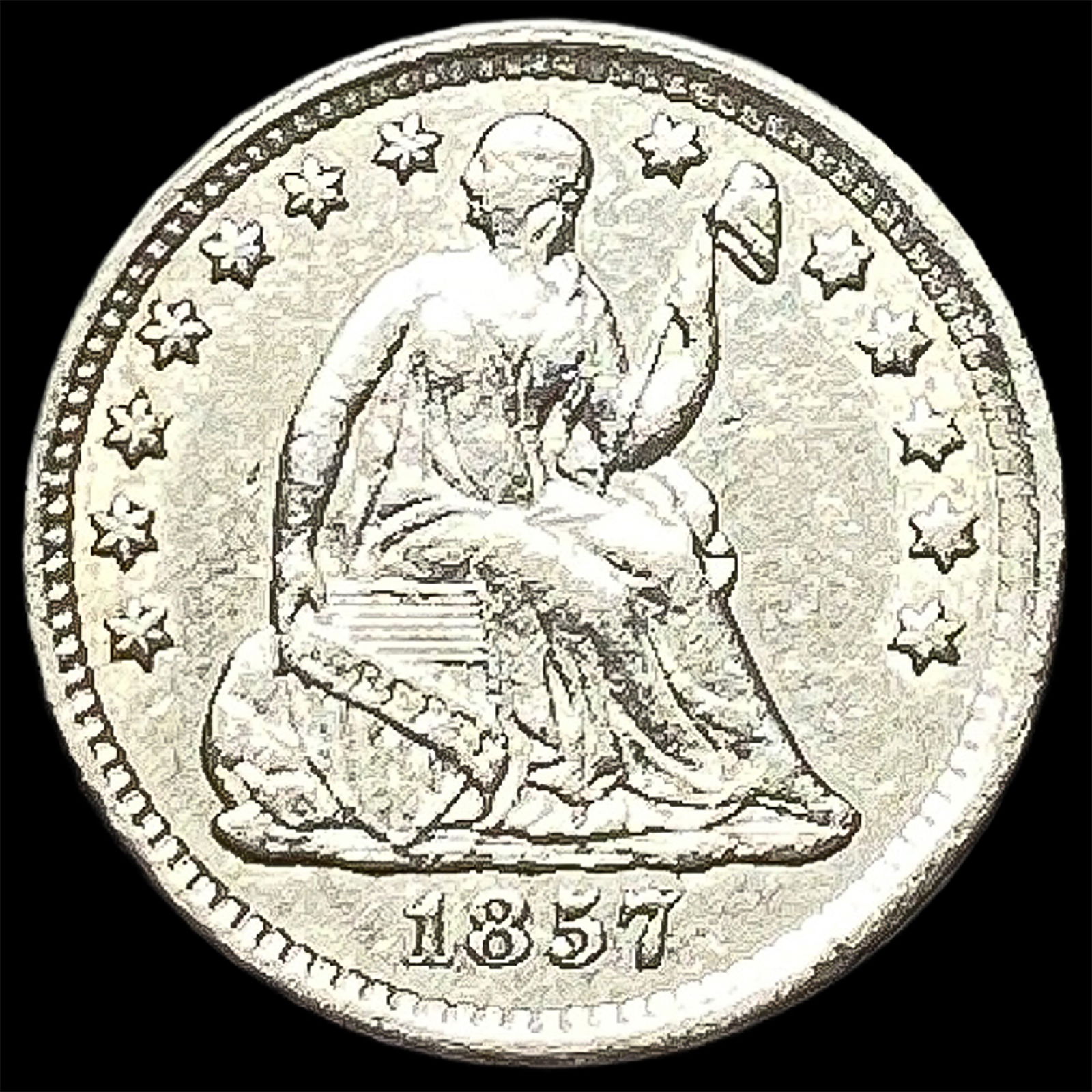 1857 Silver Seated Liberty Half Dime NEARLY UNCIRCULATED (1 of 2)
