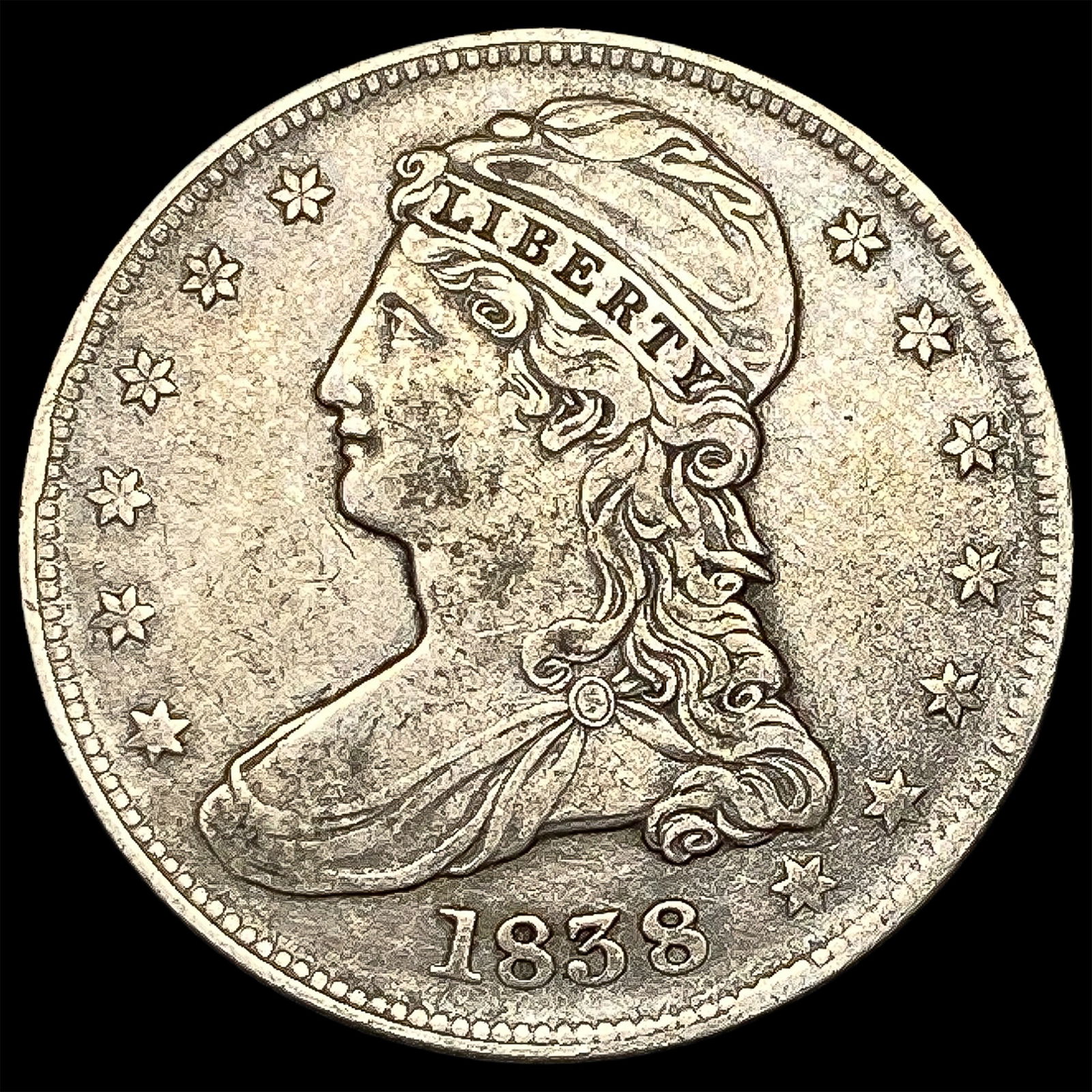 1838 Silver Half Dollar (Capped Bust) NEARLY UNCIRCULATED (1 of 2)