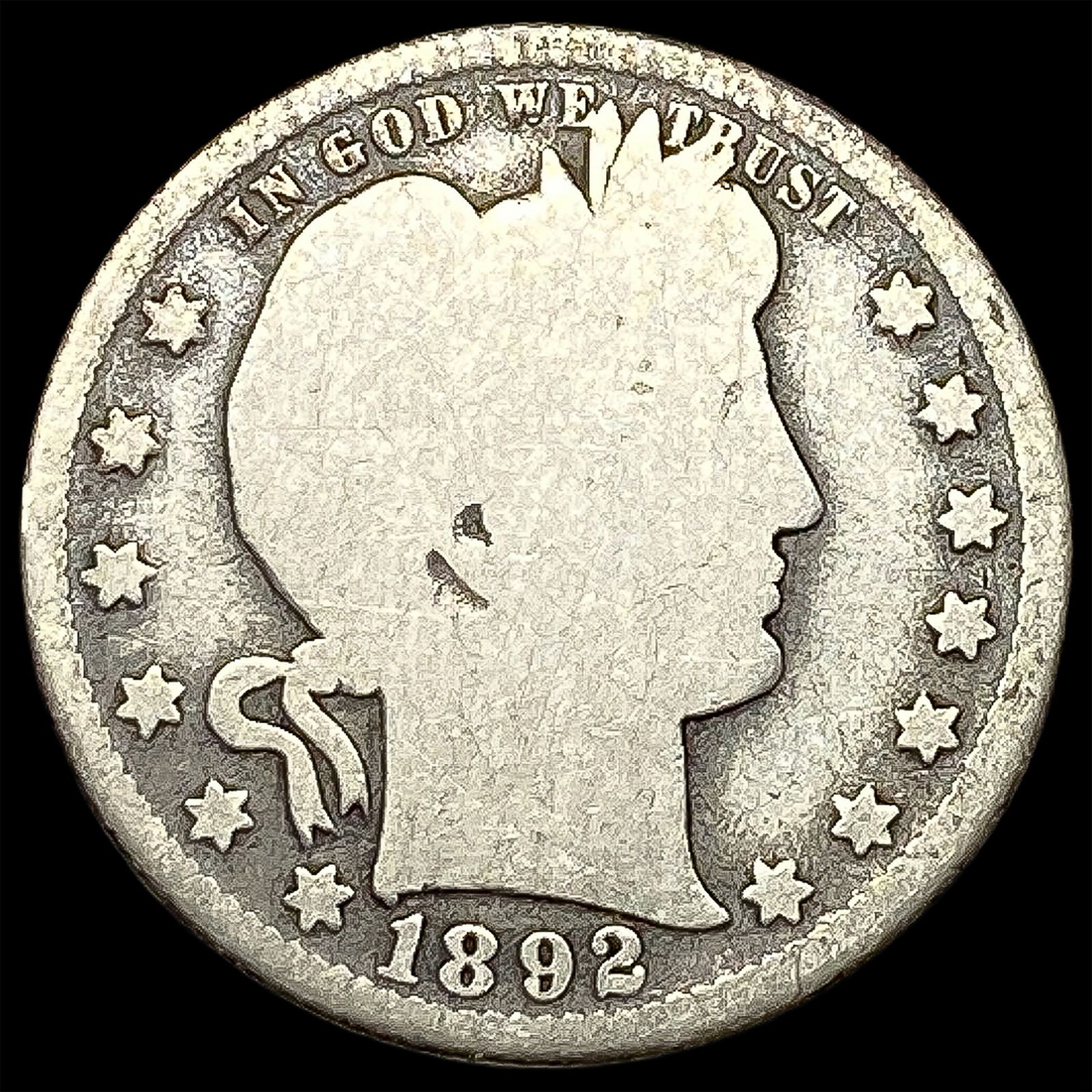 1892-O Silver Barber Quarter NICELY CIRCULATED (1 of 2)