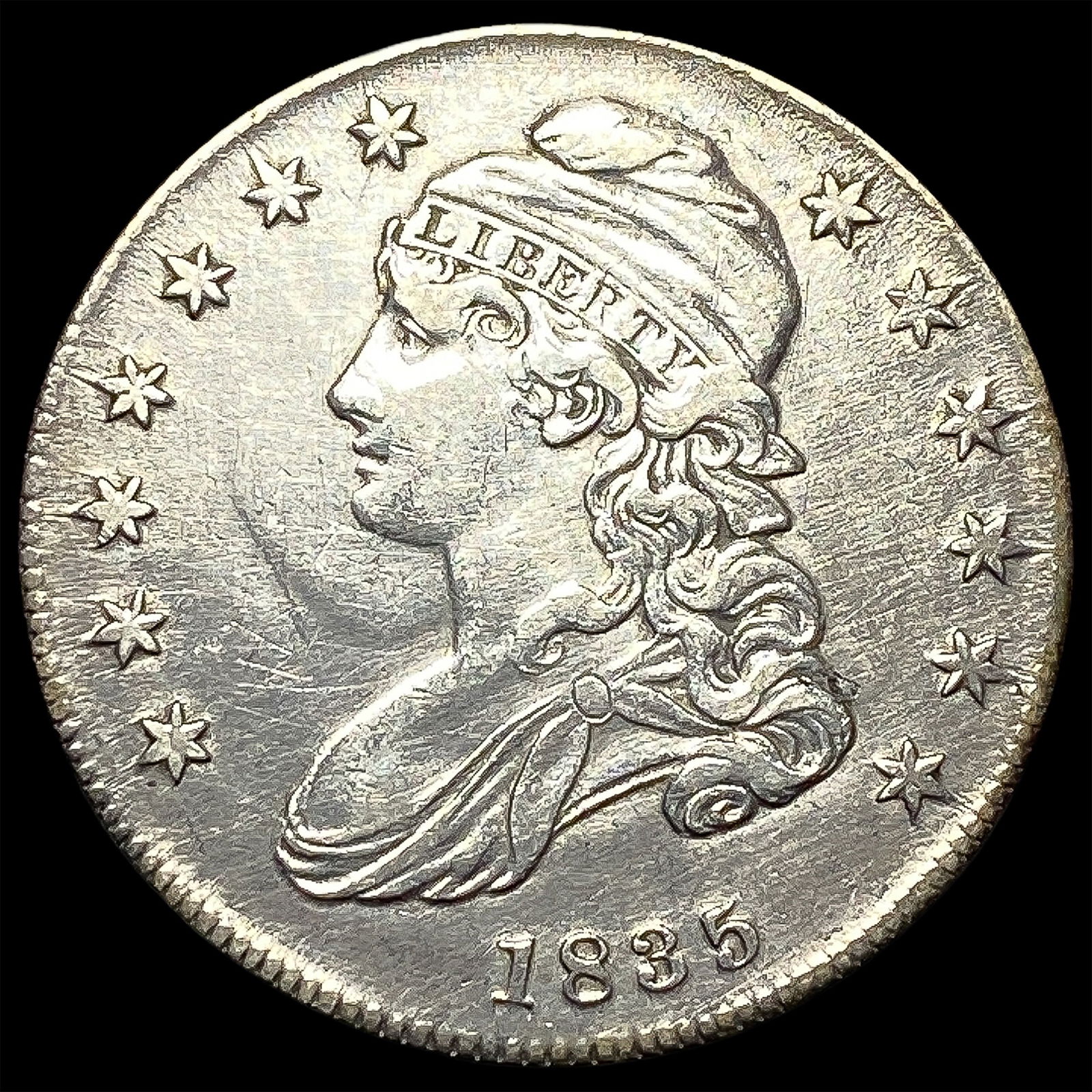 1835 Capped Bust Silver Half Dollar NEARLY UNCIRCULATED (1 of 2)