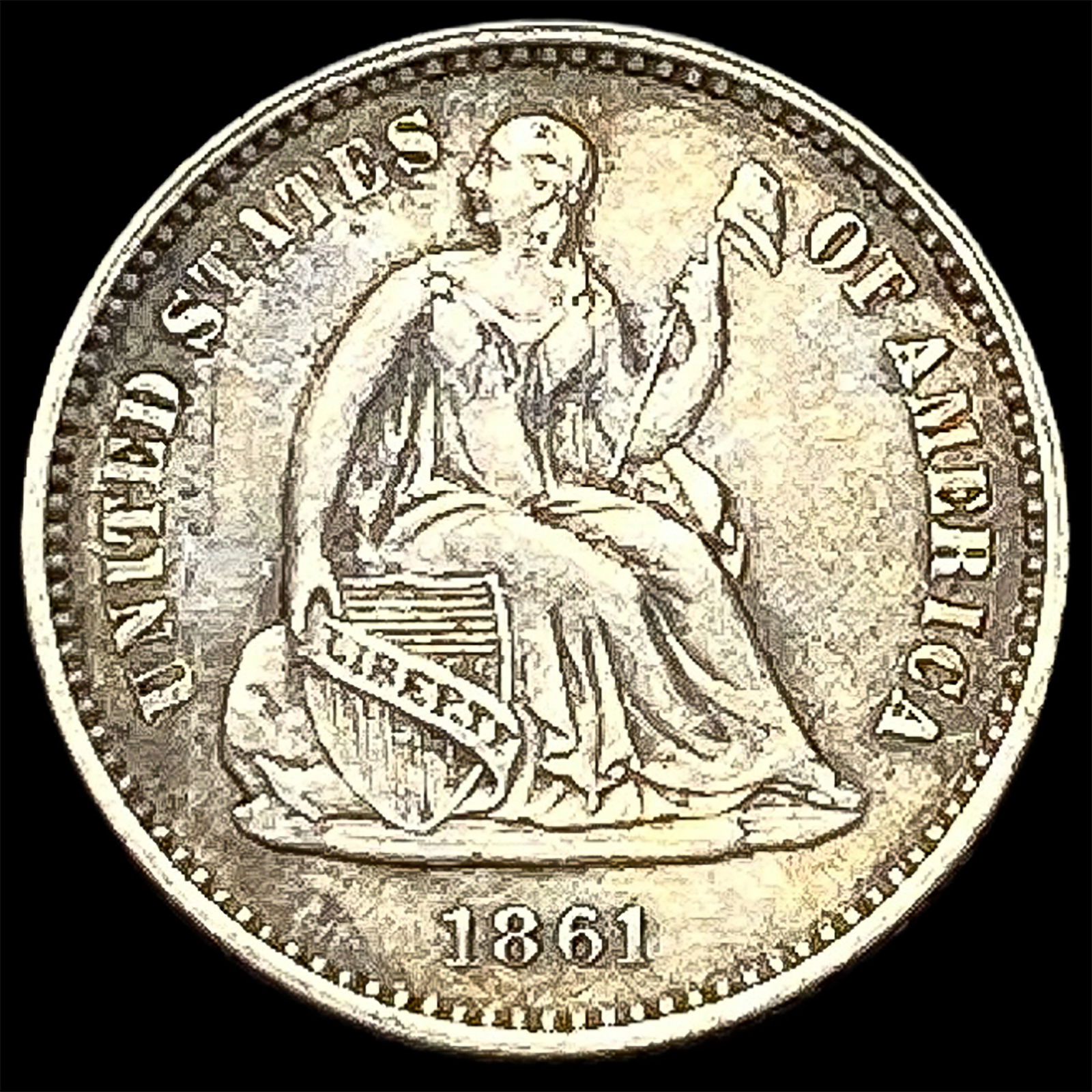 1861 Silver Half Dime NEARLY UNCIRCULATED: 1861 Silver Half Dime NEARLY UNCIRCULATED