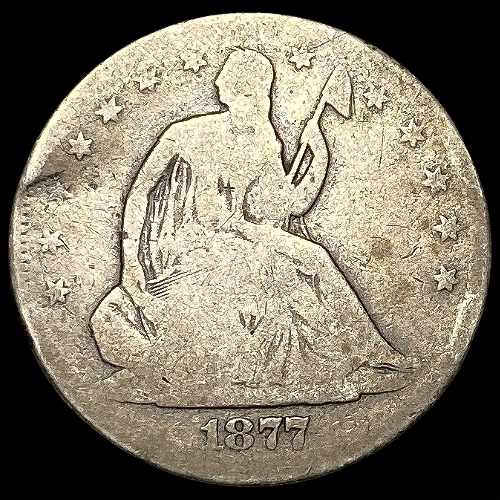 1877-S Silver Seated Liberty Half Dollar NICELY CIRCULATED (1 of 2)