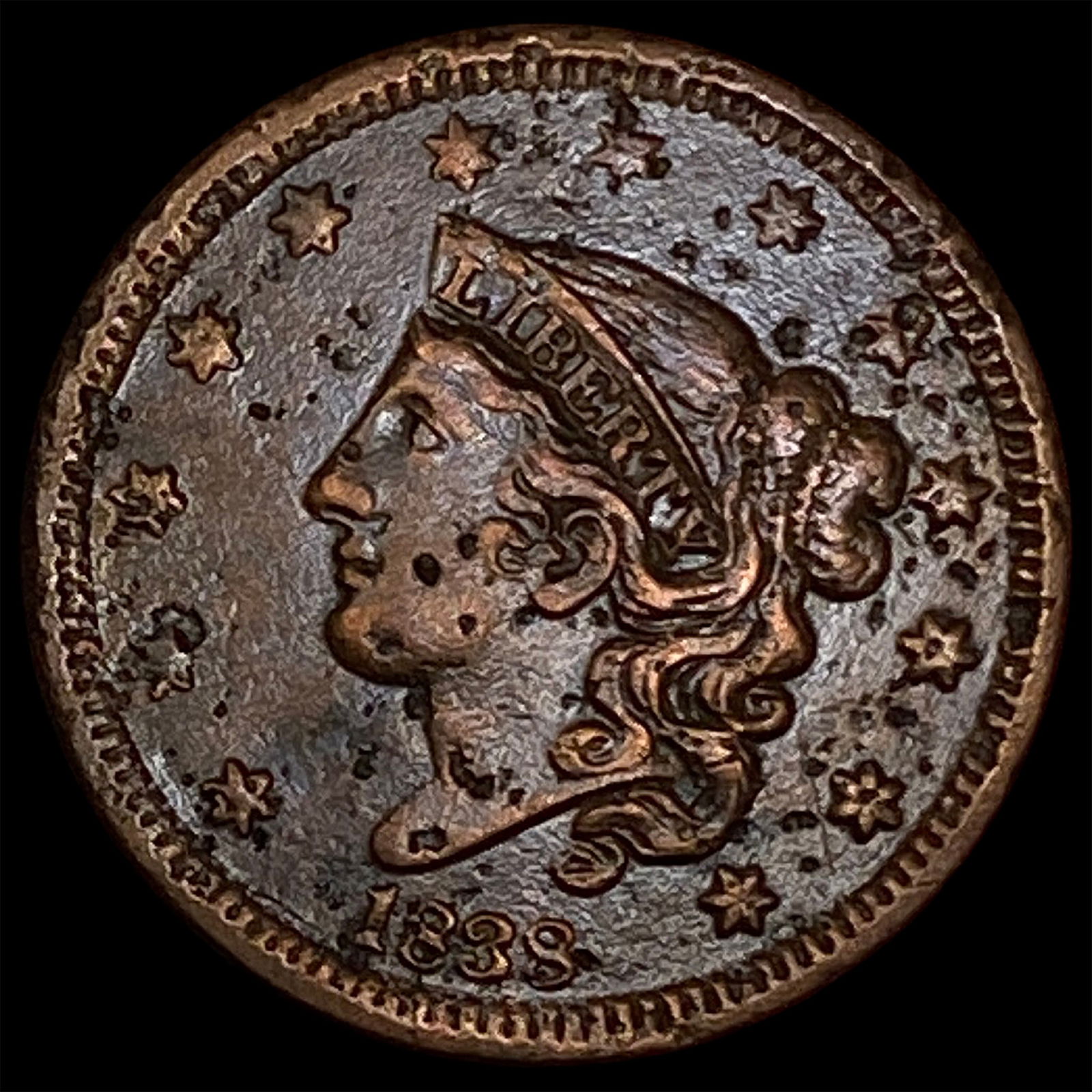 1838 Coronet Head Large Cent HIGH GRADE (1 of 2)