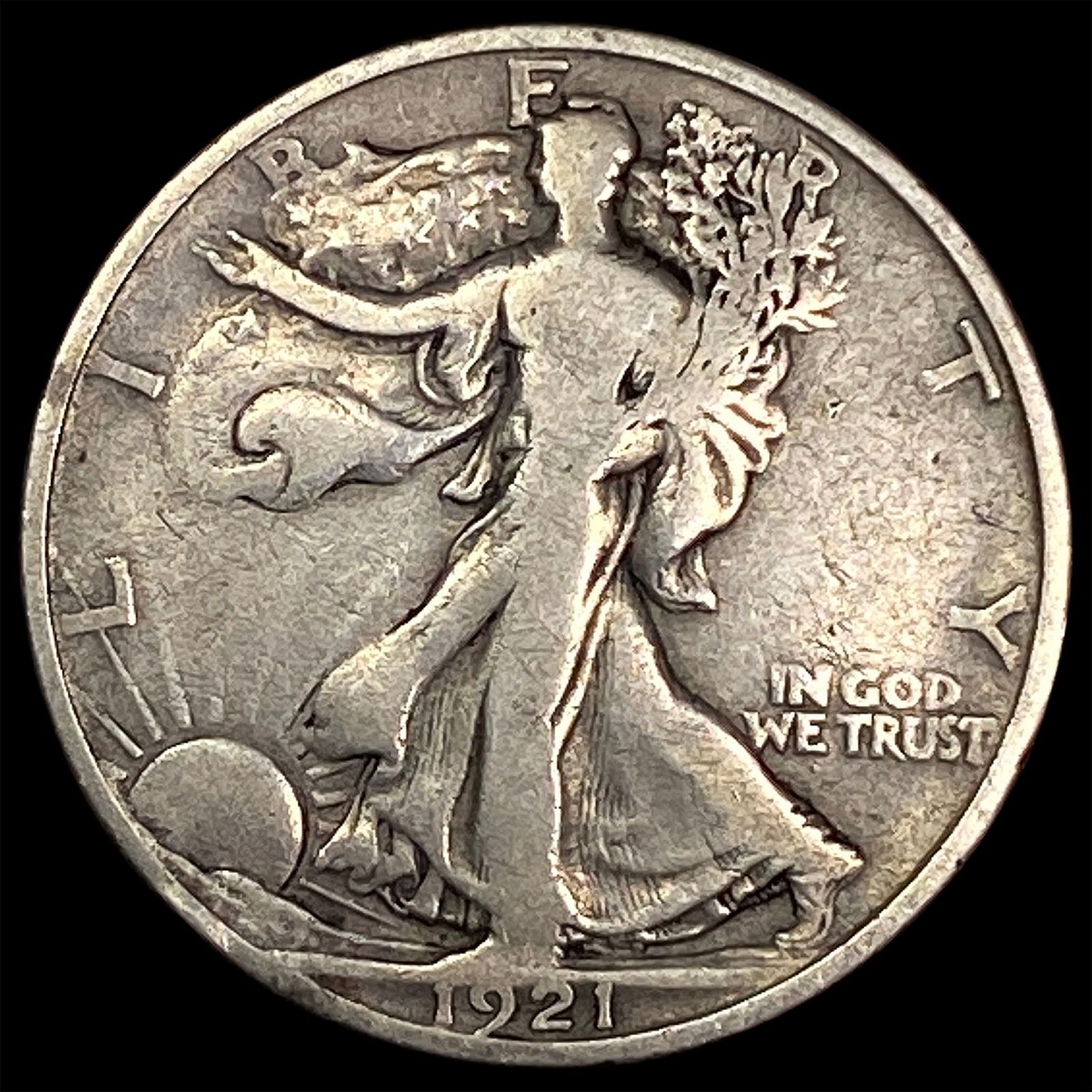 1921-D Silver Walking Liberty Half Dollar NICELY CIRCULATED (1 of 2)