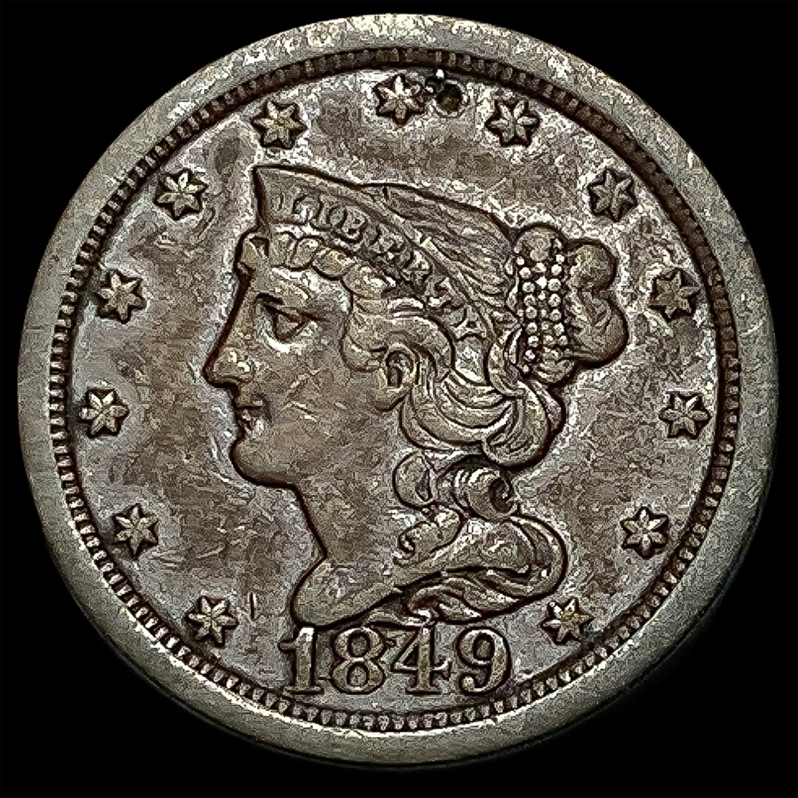1849 Braided Hair Half Cent NEARLY UNCIRCULATED (1 of 2)