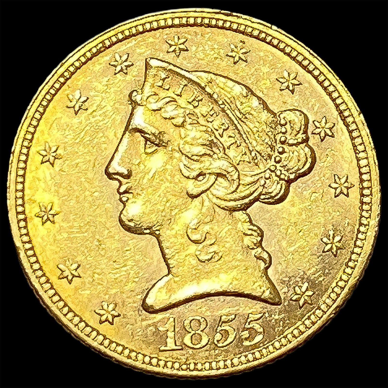 1855 Liberty Head Half Eagle $5 Gold UNCIRCULATED (1 of 2)