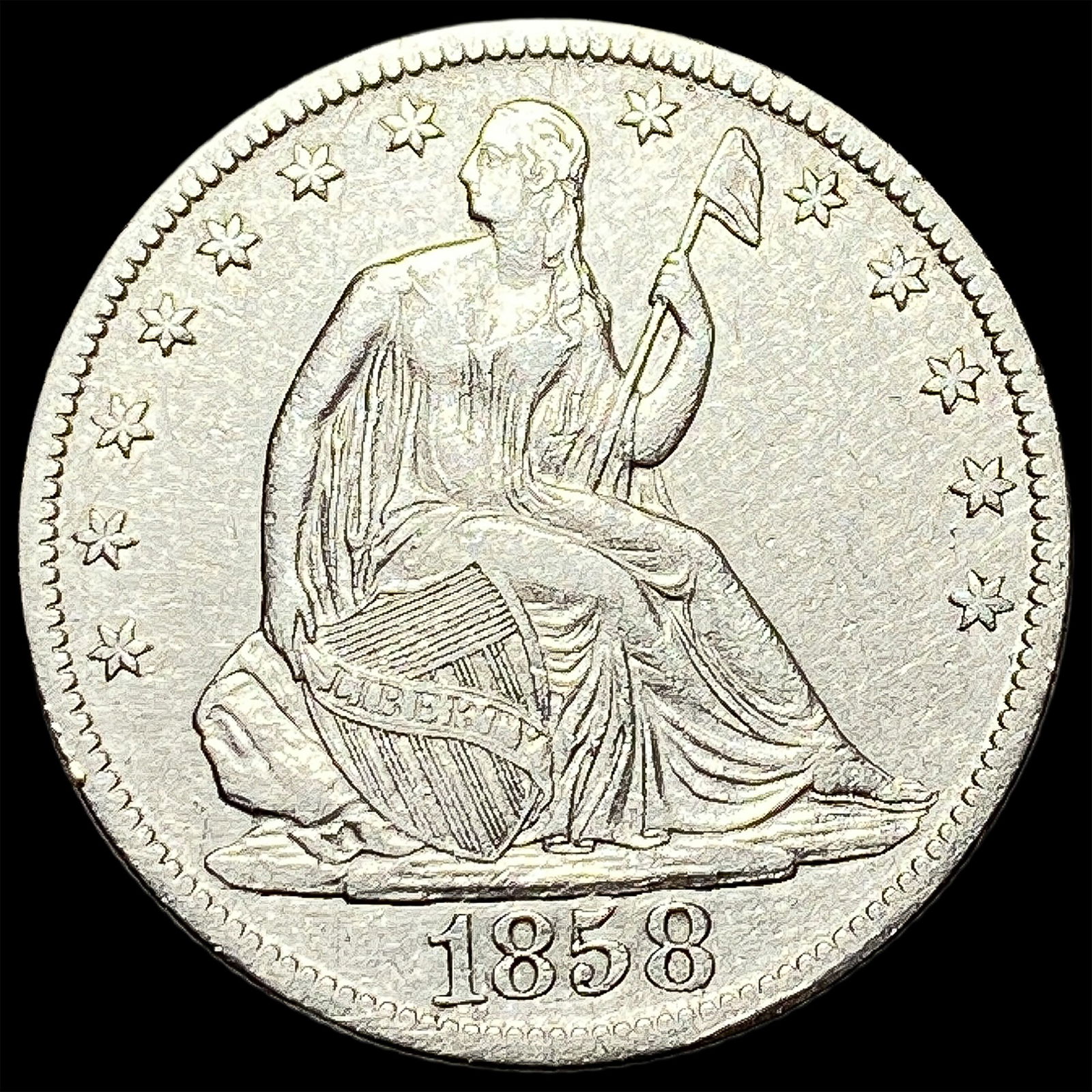 1858-O Silver Half Dollar CLOSELY UNCIRCULATED (1 of 2)