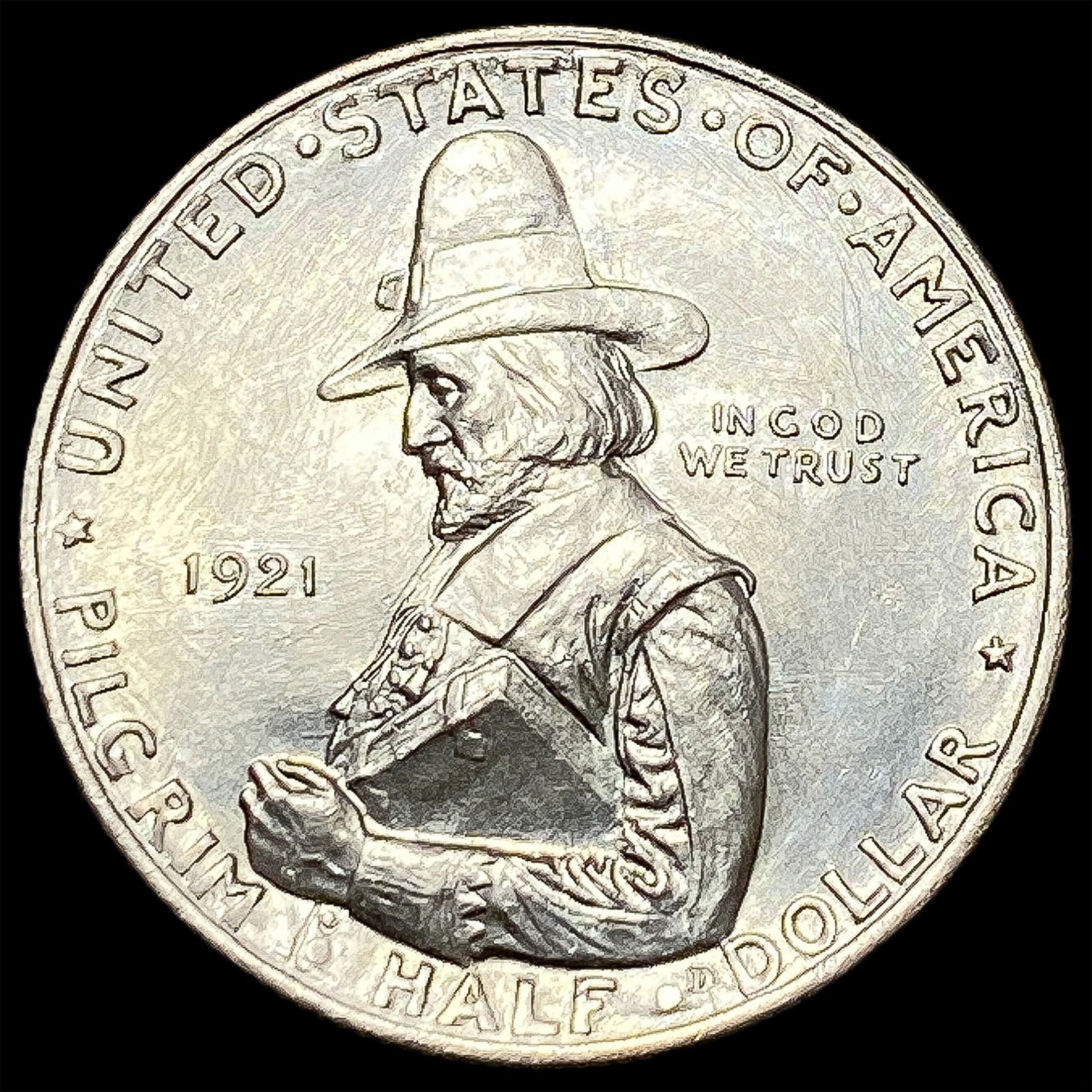 1921-D Silver Pilgrim Half Dollar UNCIRCULATED (1 of 2)