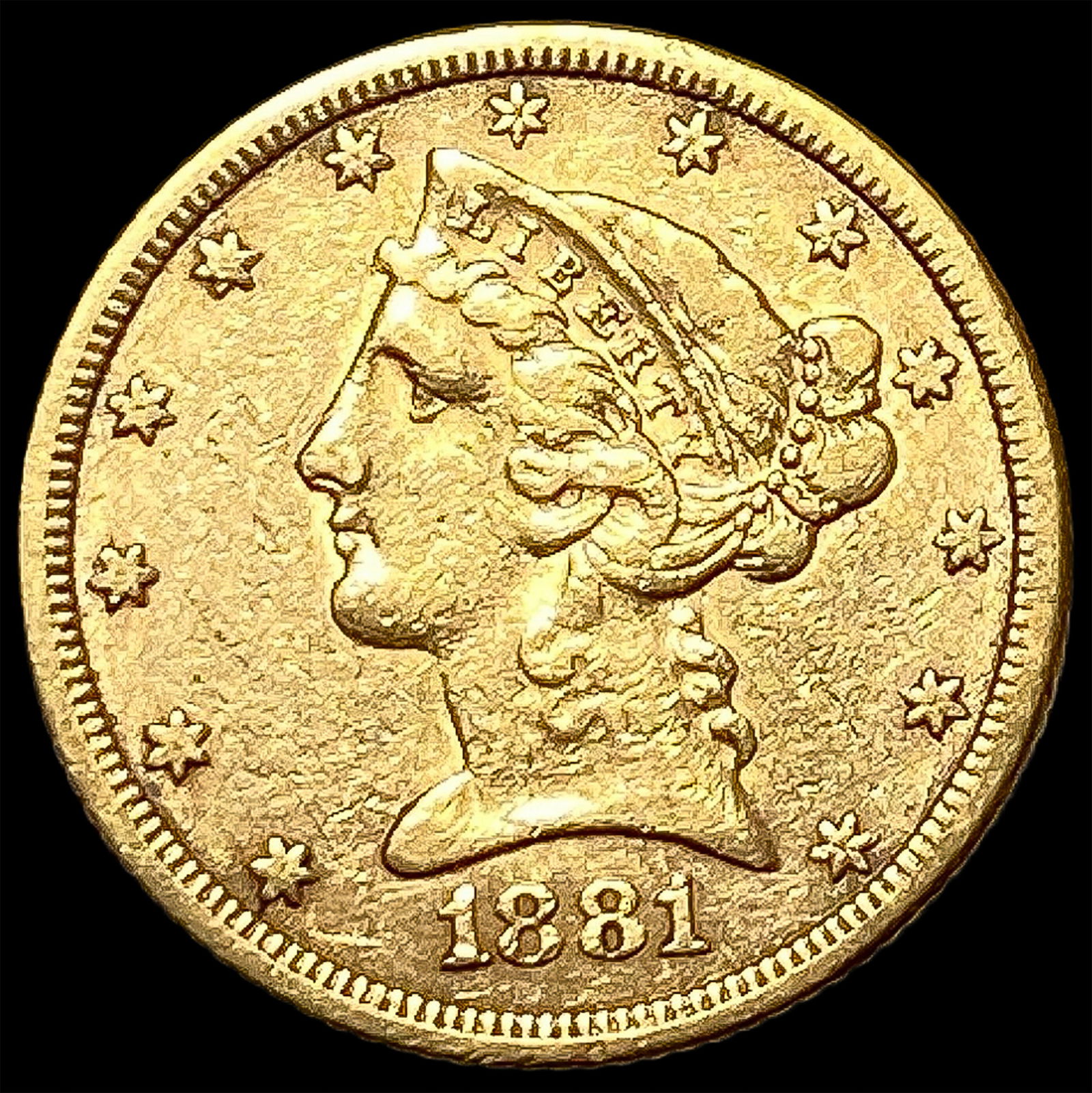 1881 Liberty Head Half Eagle $5 Gold CLOSELY UNCIRCULATED (1 of 2)