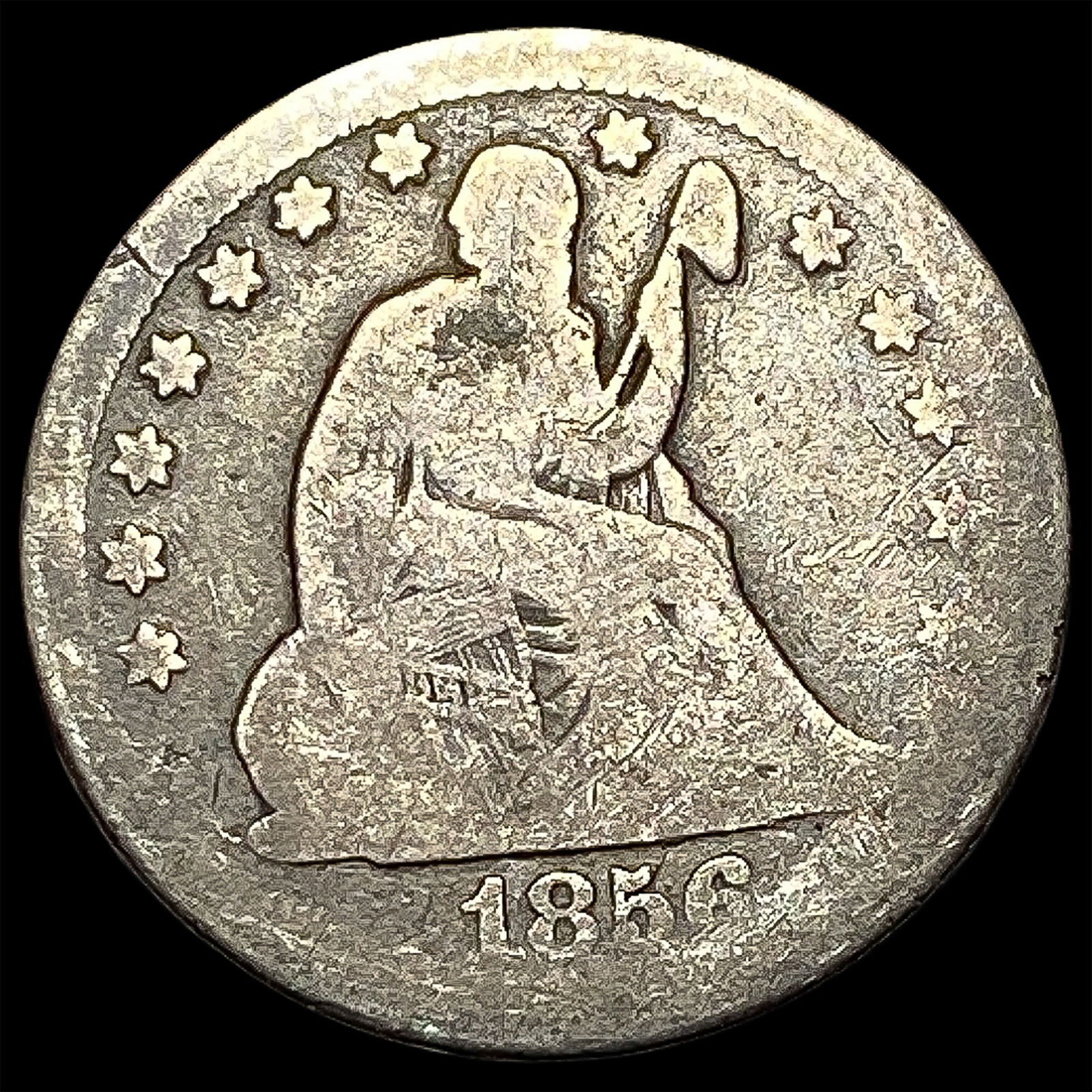 1856-O Silver Seated Liberty Quarter NICELY CIRCULATED (1 of 2)