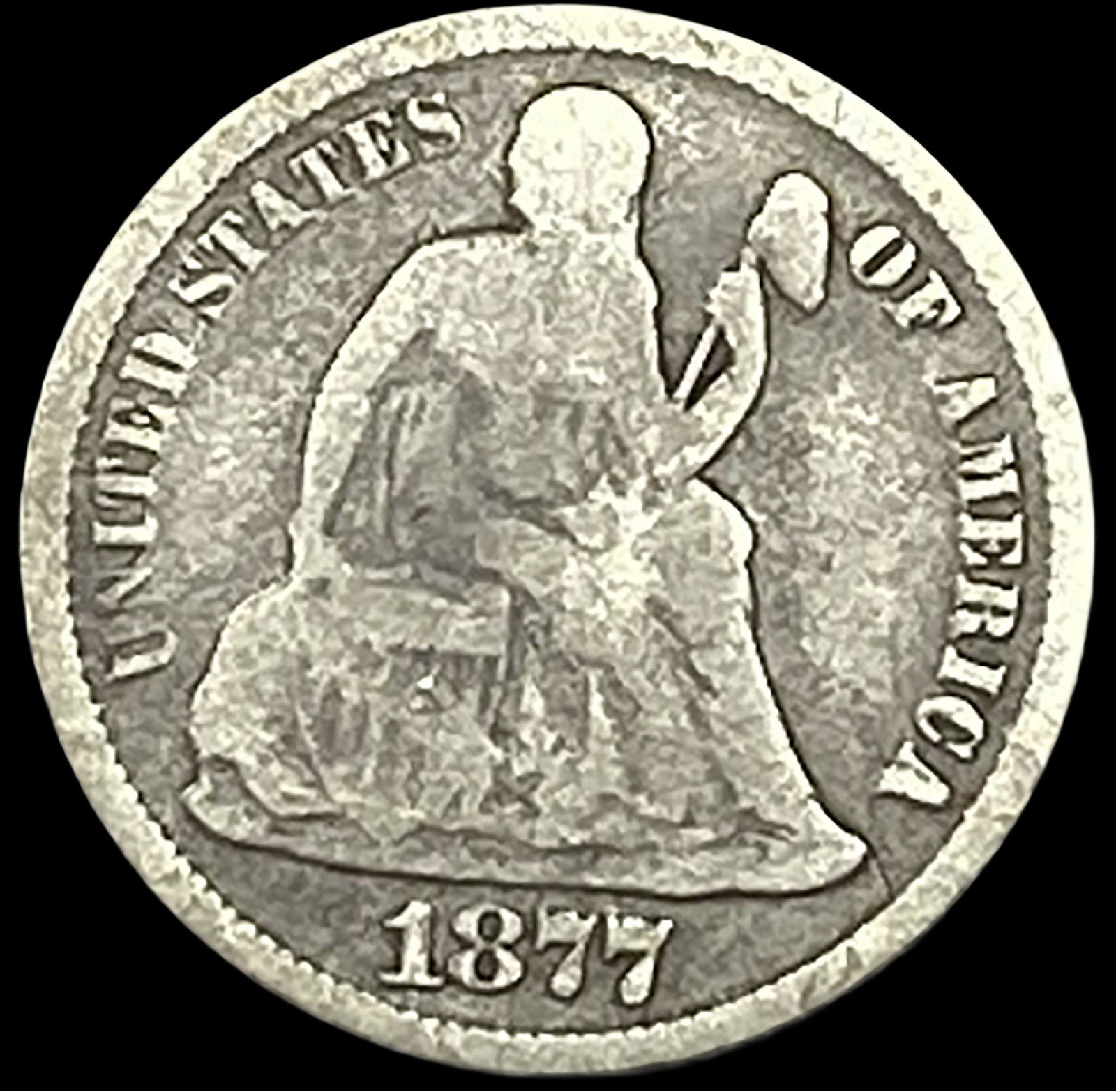 1877-CC Silver Seated Liberty Dime NICELY CIRCULATED (1 of 2)
