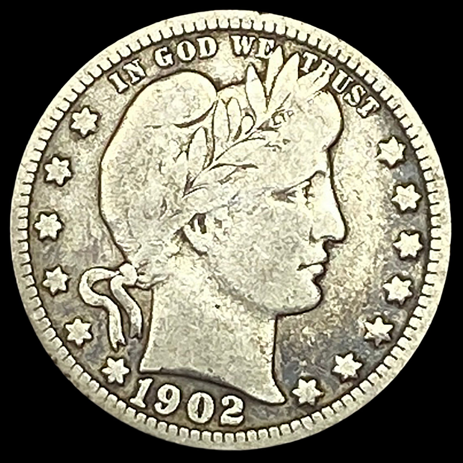 1902-O Silver Barber Quarter NICELY CIRCULATED (1 of 2)