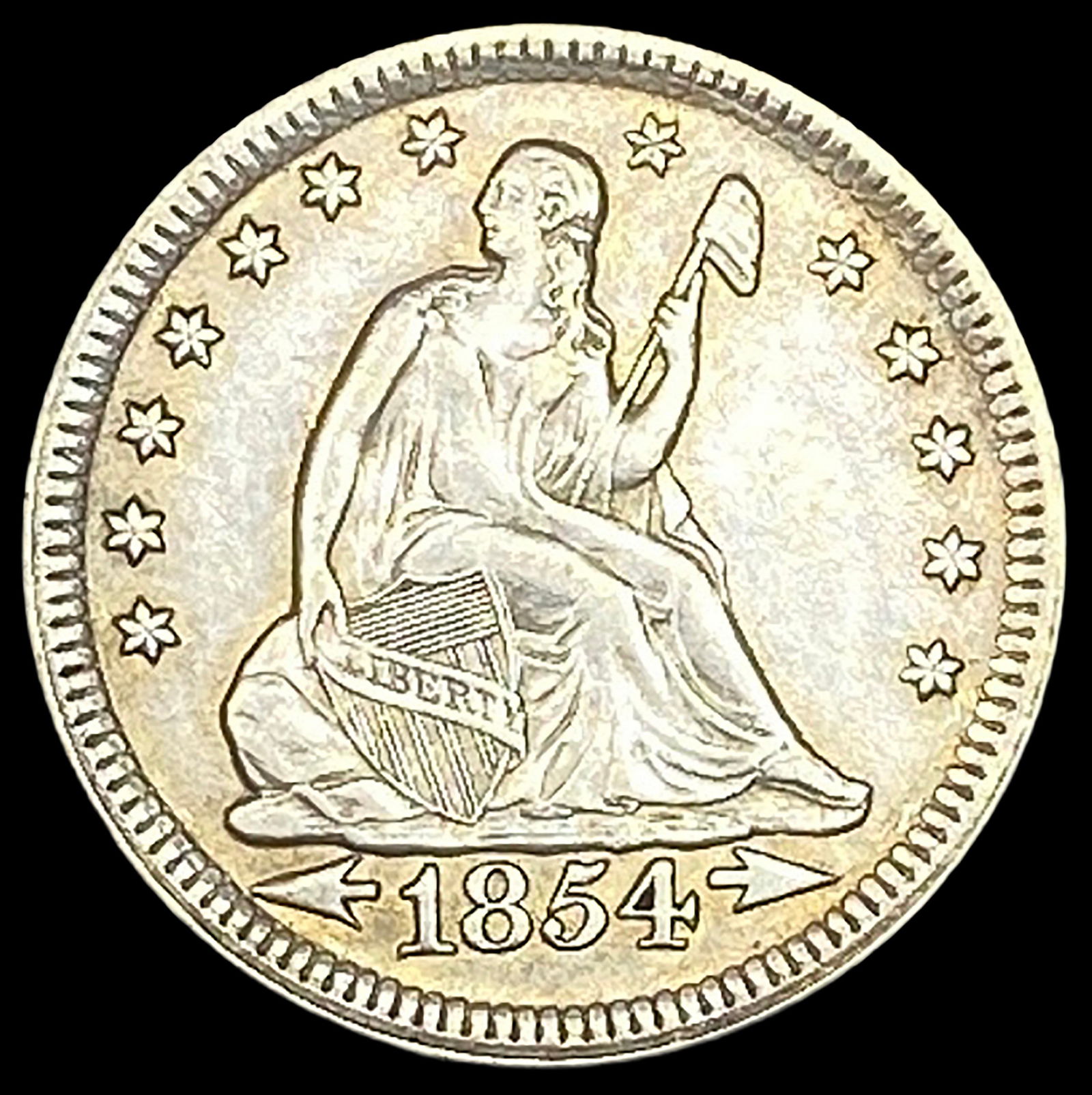 1854 Arrows Seated Liberty Quarter NEARLY UNCIRCULATED (1 of 2)
