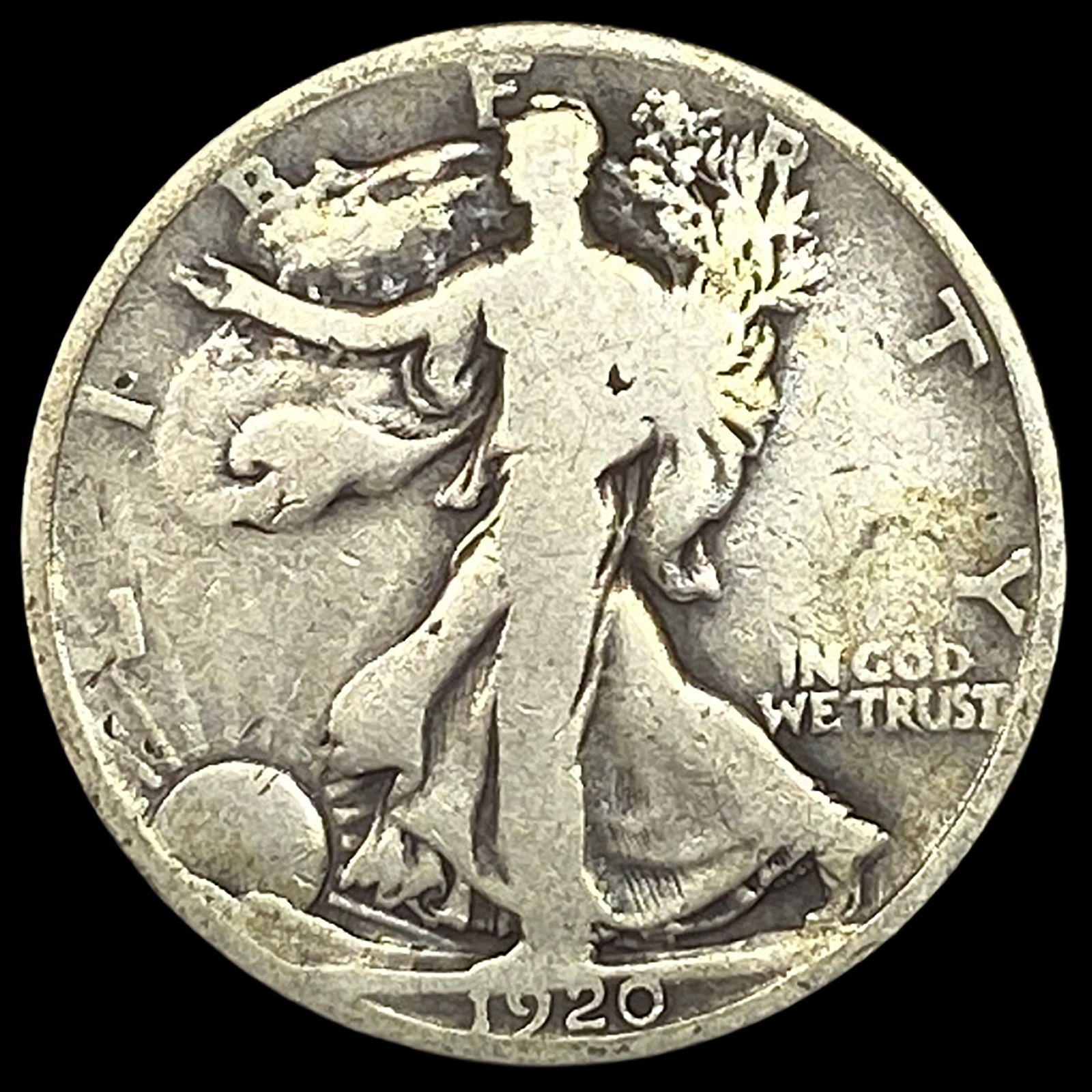 1920-D Silver Walking Liberty Half Dollar NICELY CIRCULATED (1 of 2)