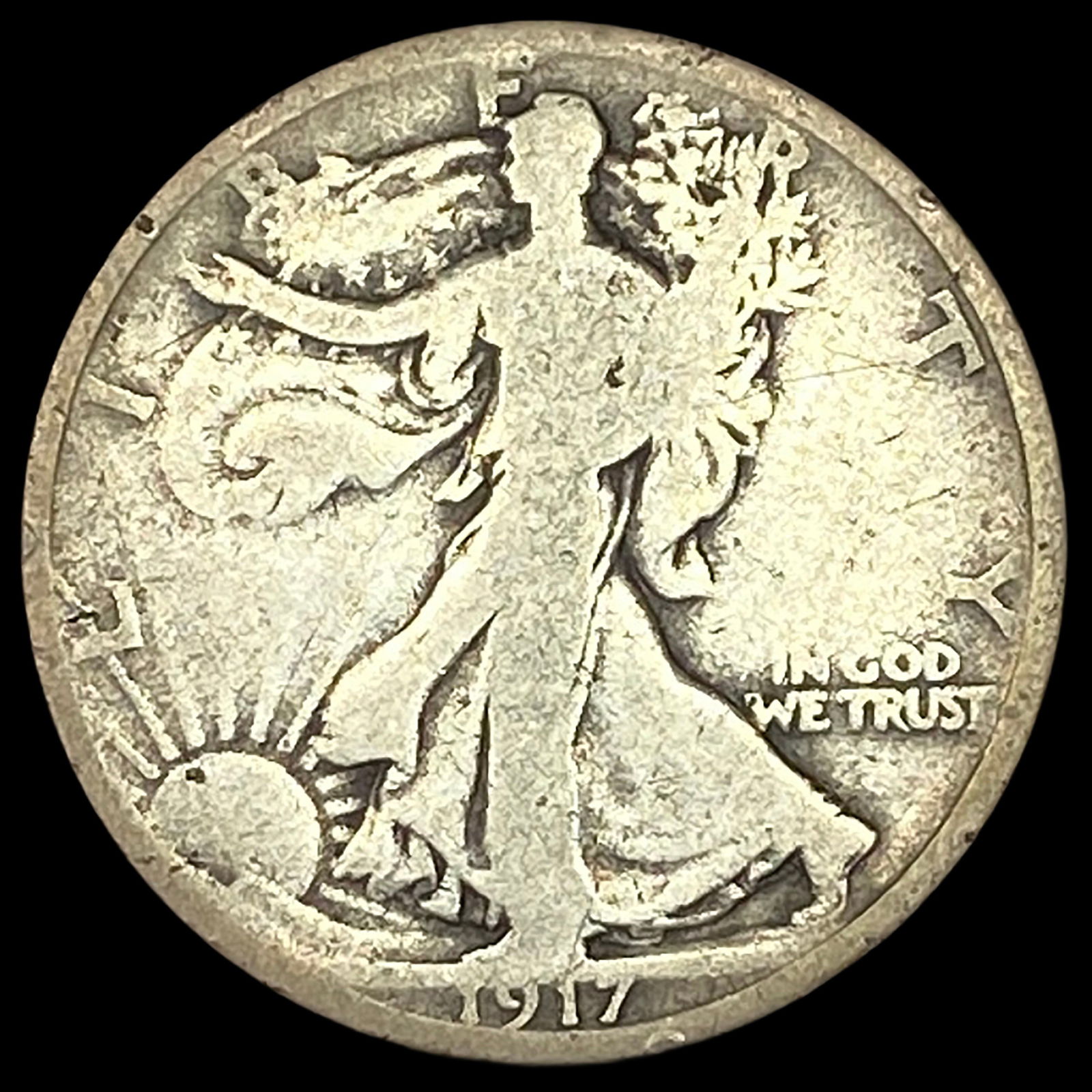 1917-S Silver Walking Liberty Half Dollar NICELY CIRCULATED (1 of 2)