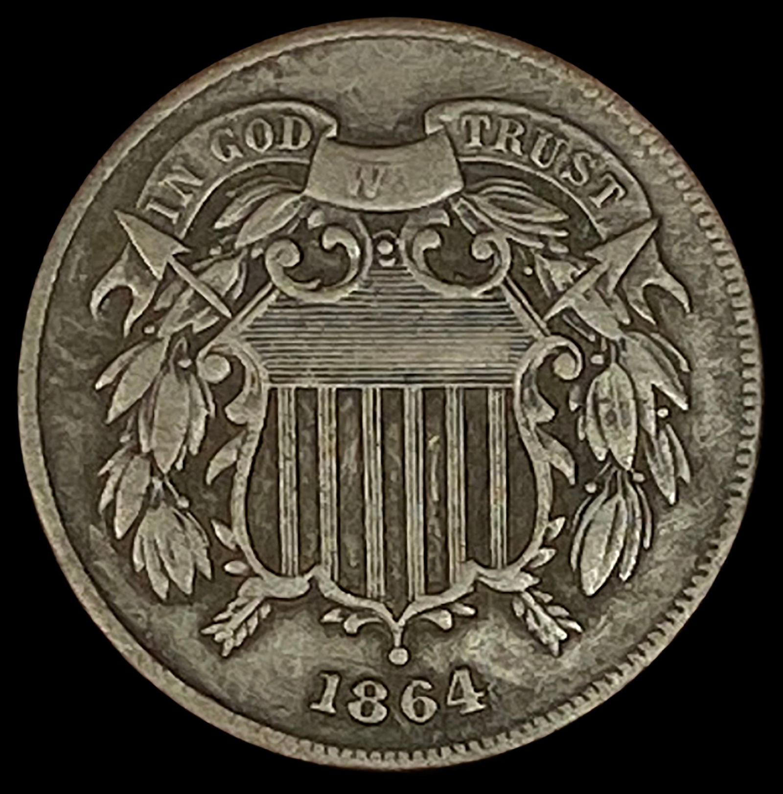 1864 Bronze Two-Cent Piece ABOUT UNCIRCULATED (1 of 2)